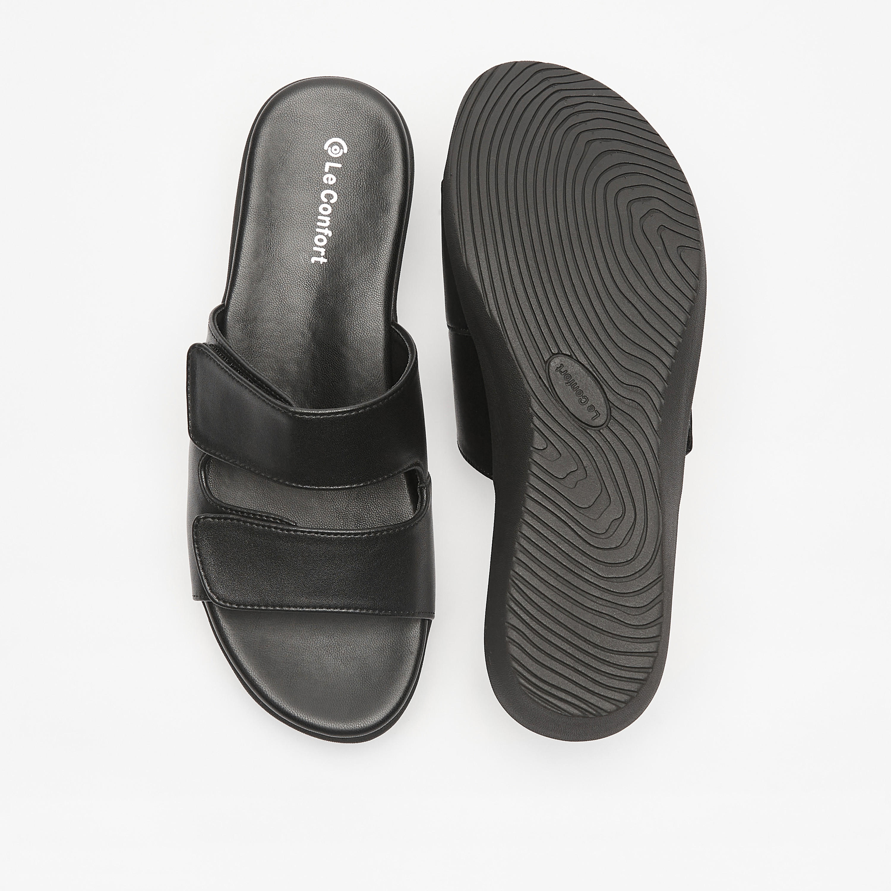 Le Confort Solid Slip-On Sandals with Wedge Heels-women-shoes-heels-image-5