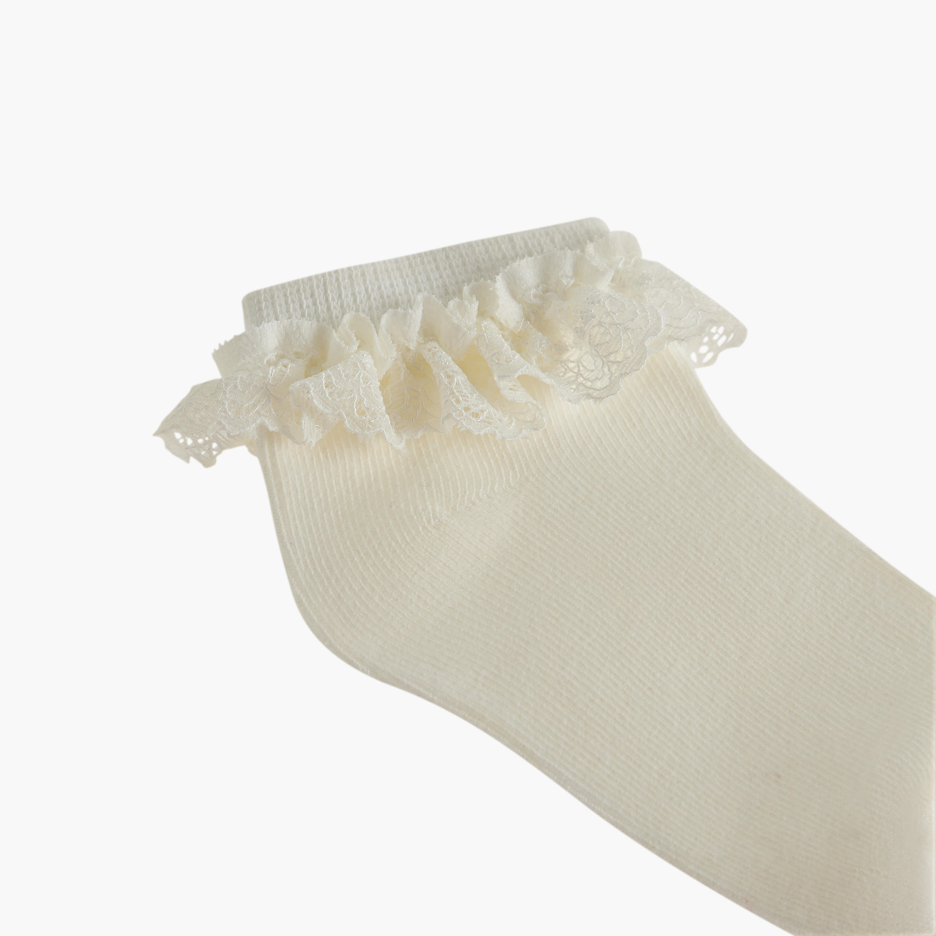 Little Missy Ribbed Non-Terry Ankle Length Socks - Set of 3-girls-accessories-socks-image-3