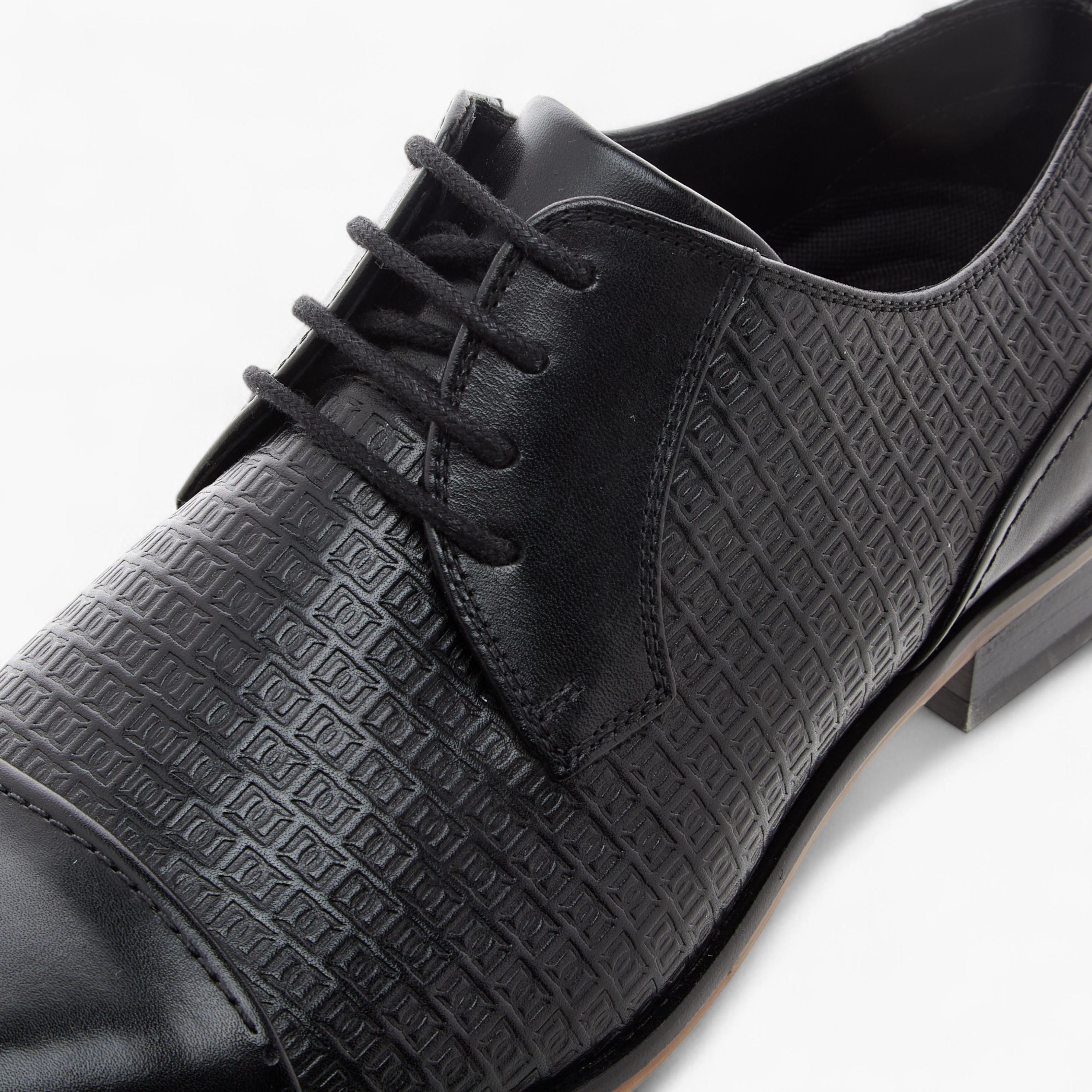 Duchini Men's Textured Derby Shoes with Lace-Up Closure-men-shoes-formalshoes-image-4