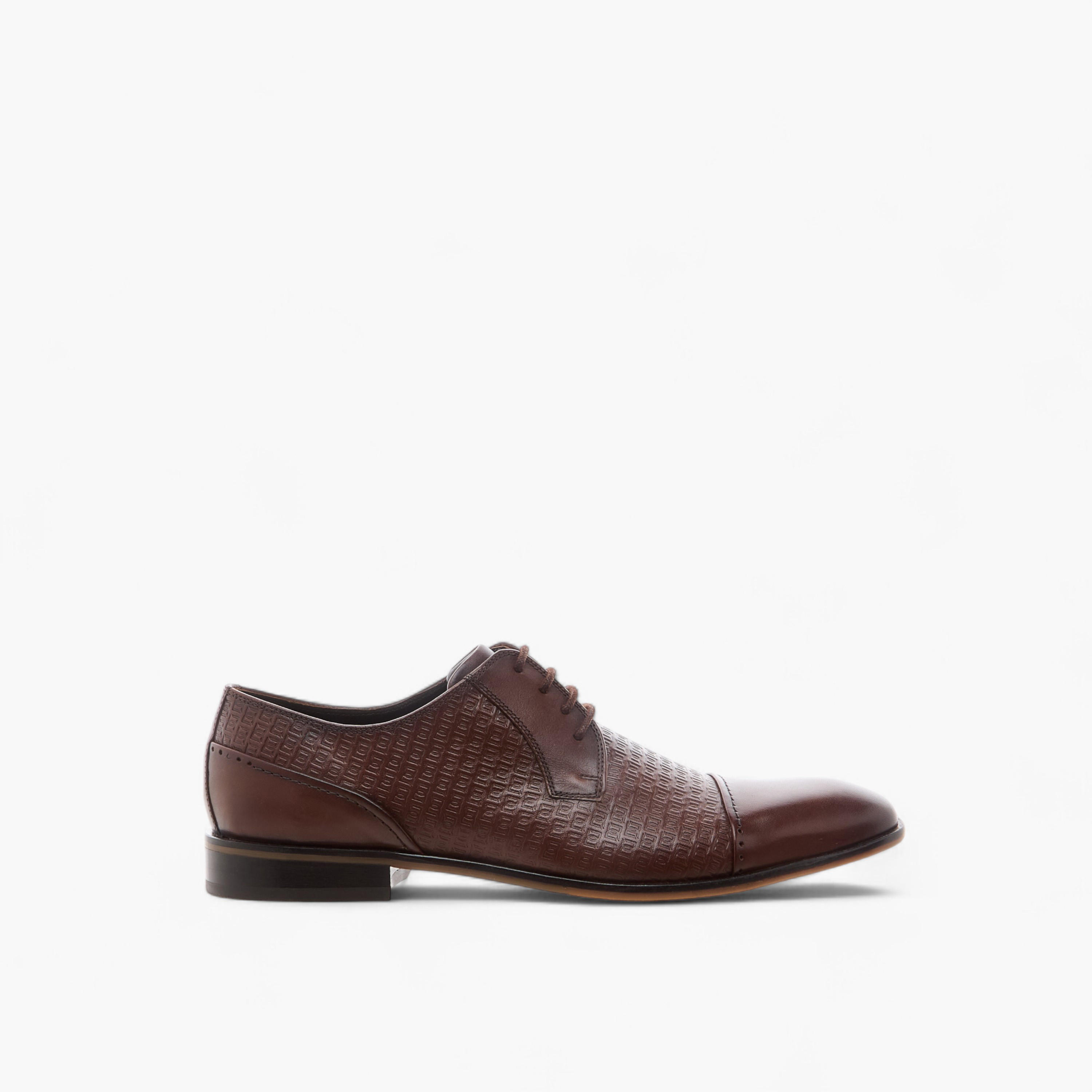 Duchini Men's Textured Derby Shoes with Lace-Up Closure-men-shoes-formalshoes-image-3