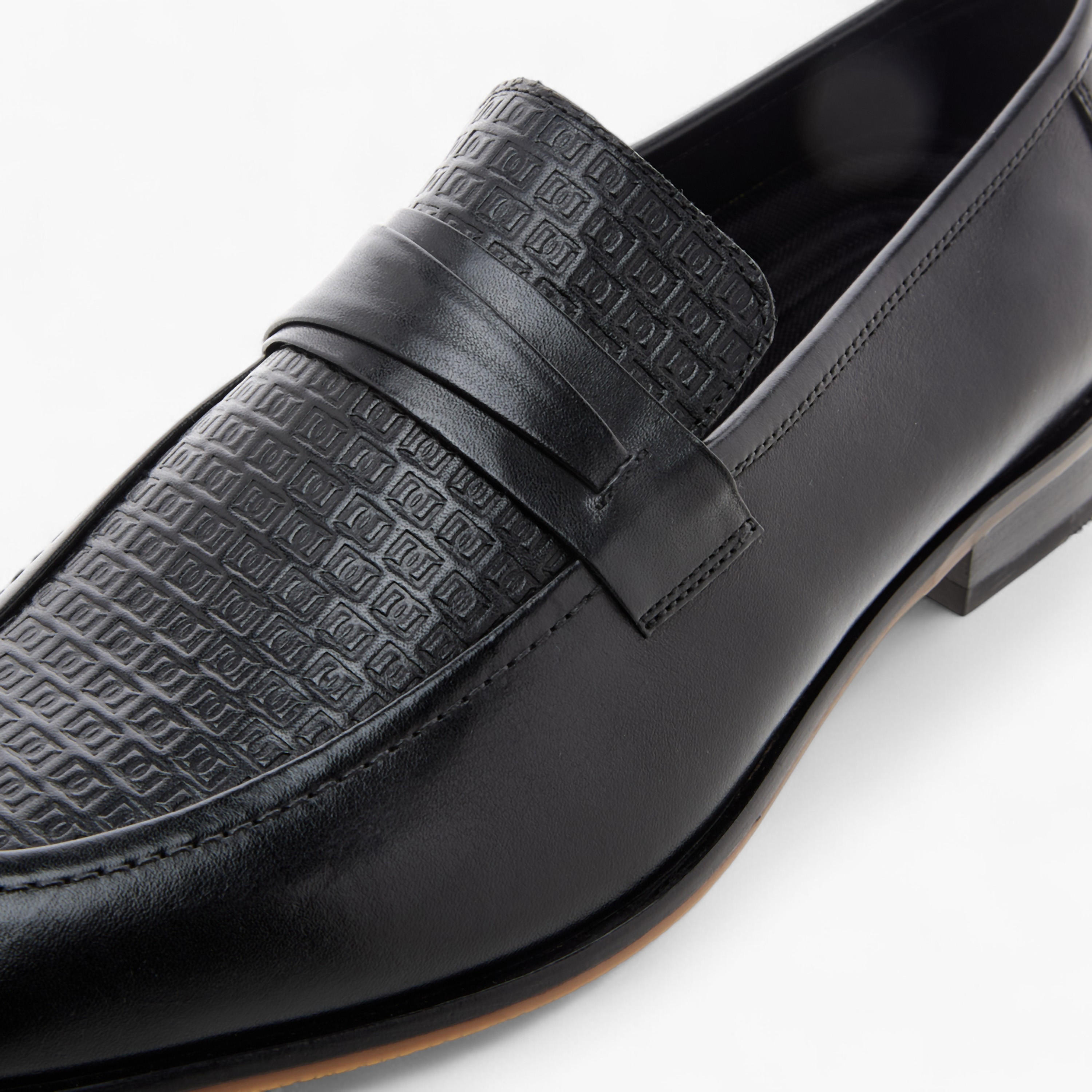 Duchini Men's Textured Slip-On Loafers-men-shoes-loafersandmoccasins-image-4