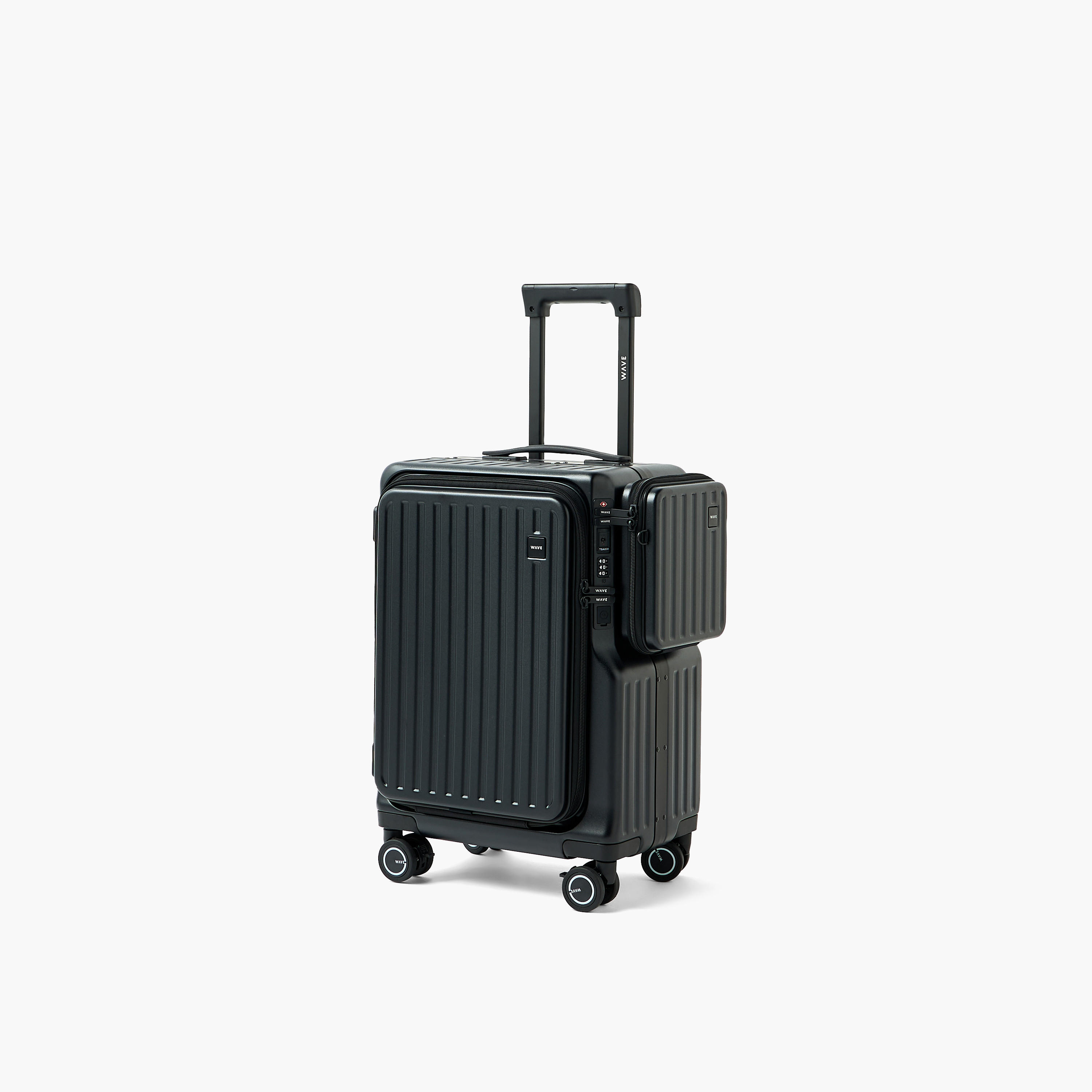 WAVE Textured Hardcase Luggage Trolley with Detachable Crossbody Bag & Cup Holder - 20 inches Cabin-travel-luggagesandbags-luggage-image-1