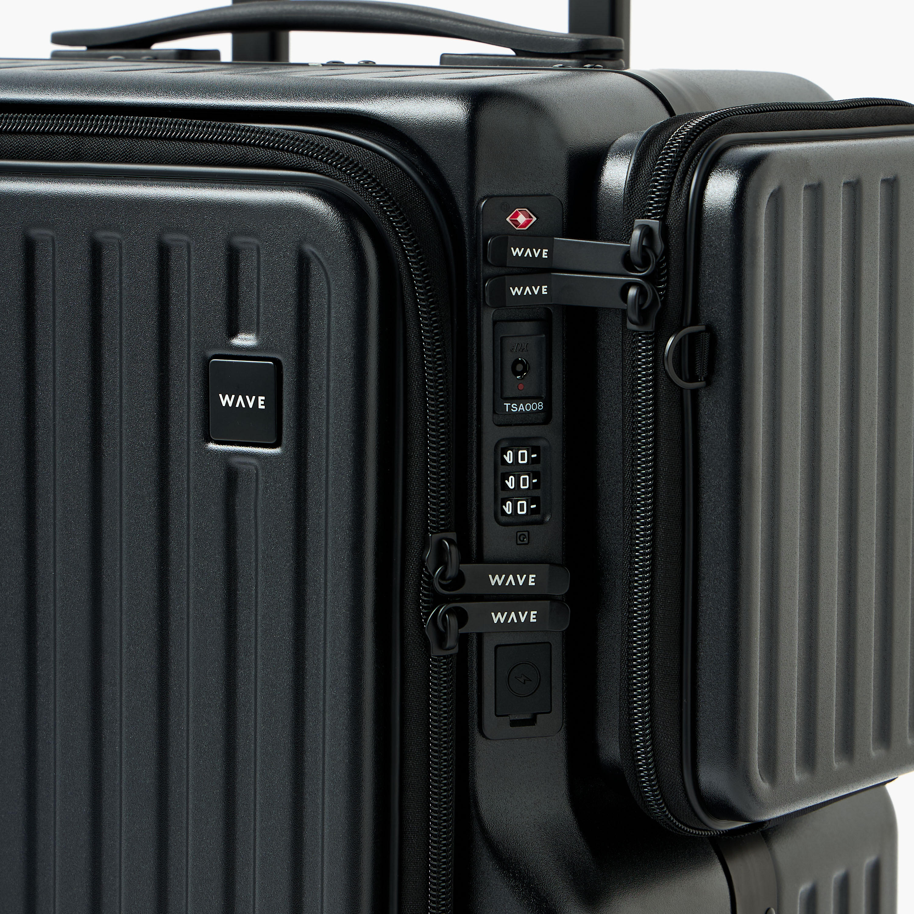 WAVE Textured Hardcase Luggage Trolley with Detachable Crossbody Bag & Cup Holder - 20 inches Cabin-travel-luggagesandbags-luggage-image-5