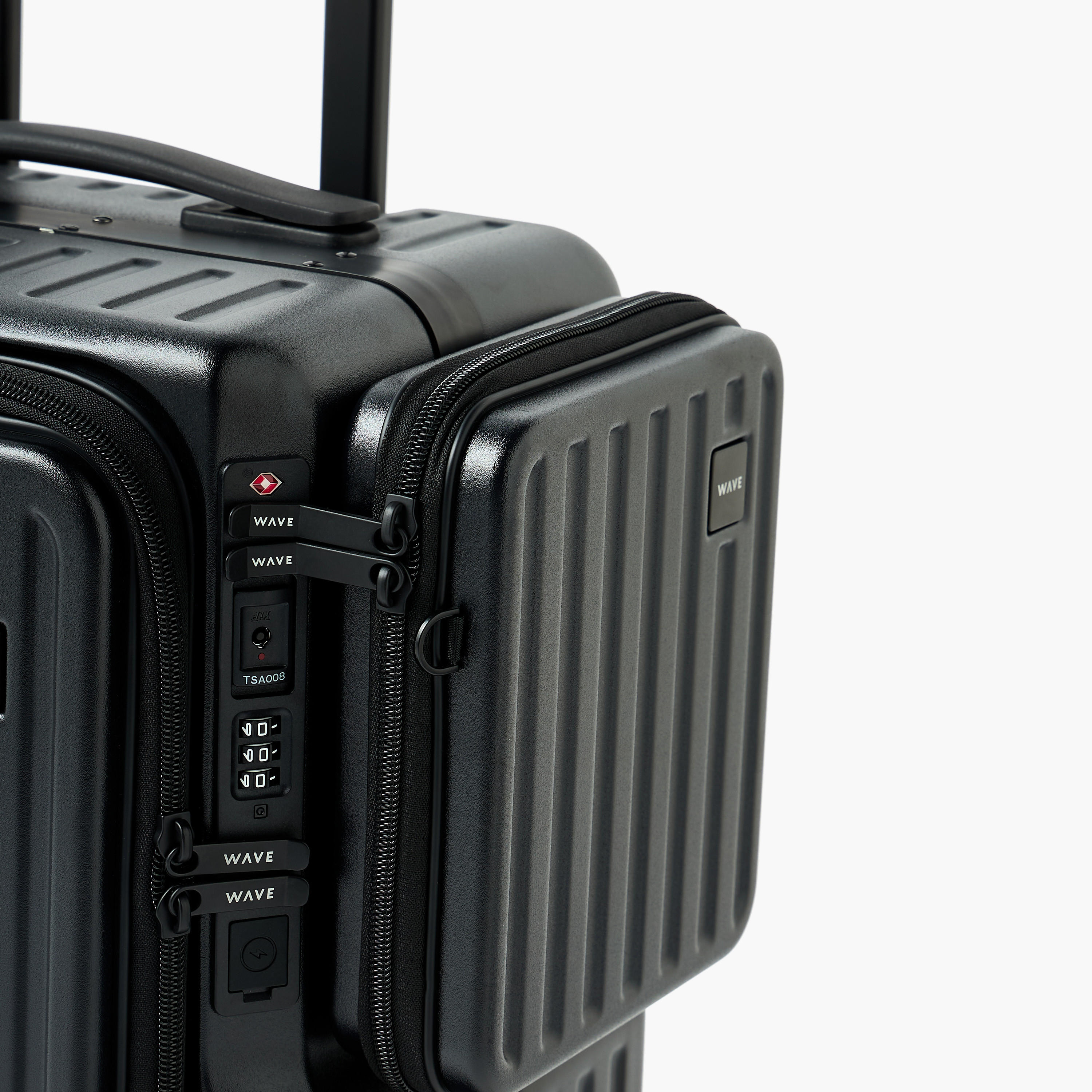 WAVE Textured Hardcase Luggage Trolley with Detachable Crossbody Bag & Cup Holder - 20 inches Cabin-travel-luggagesandbags-luggage-image-6