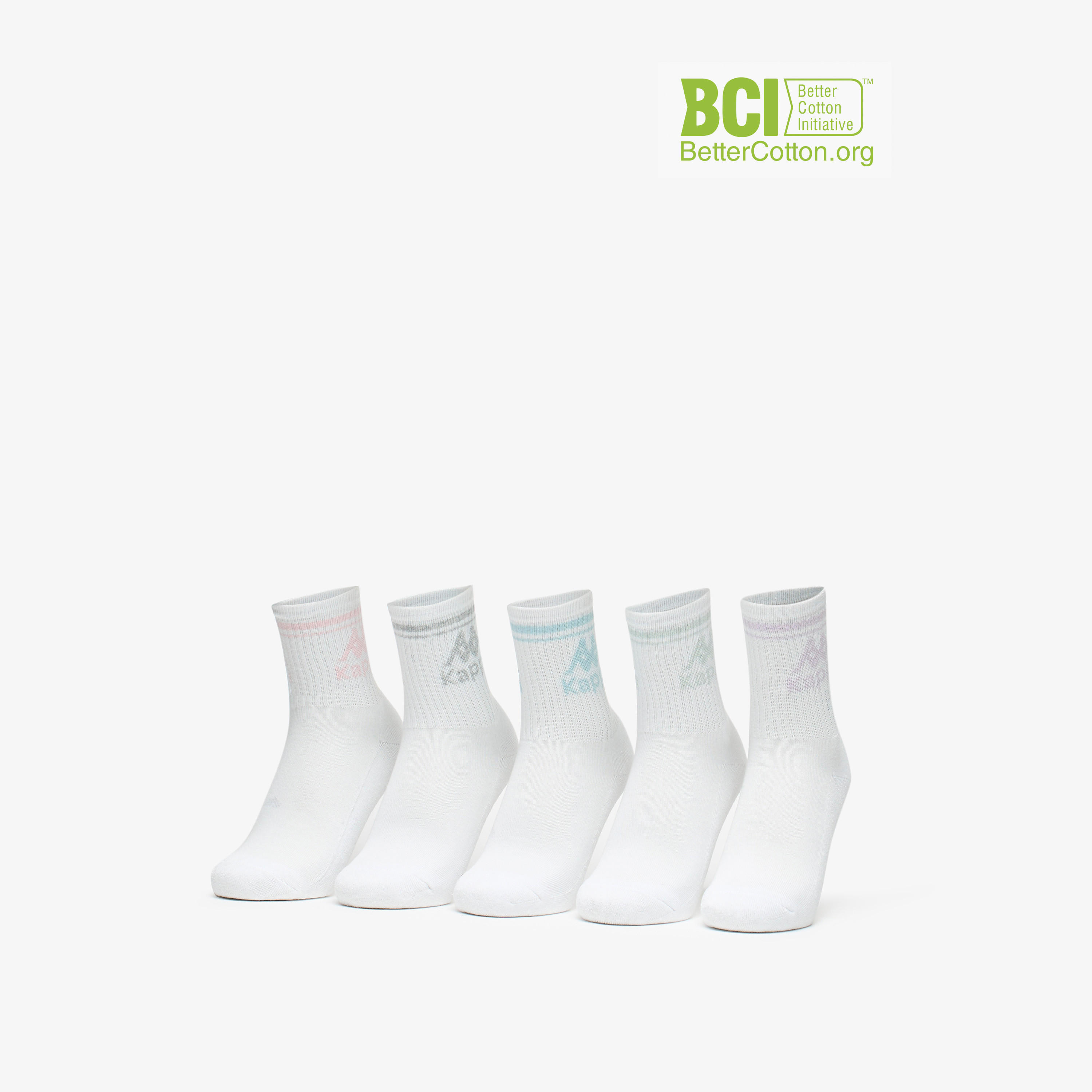 Kappa Logo Print Half Terry Cushioned Socks - Set of 5-girls-accessories-socks-image-1