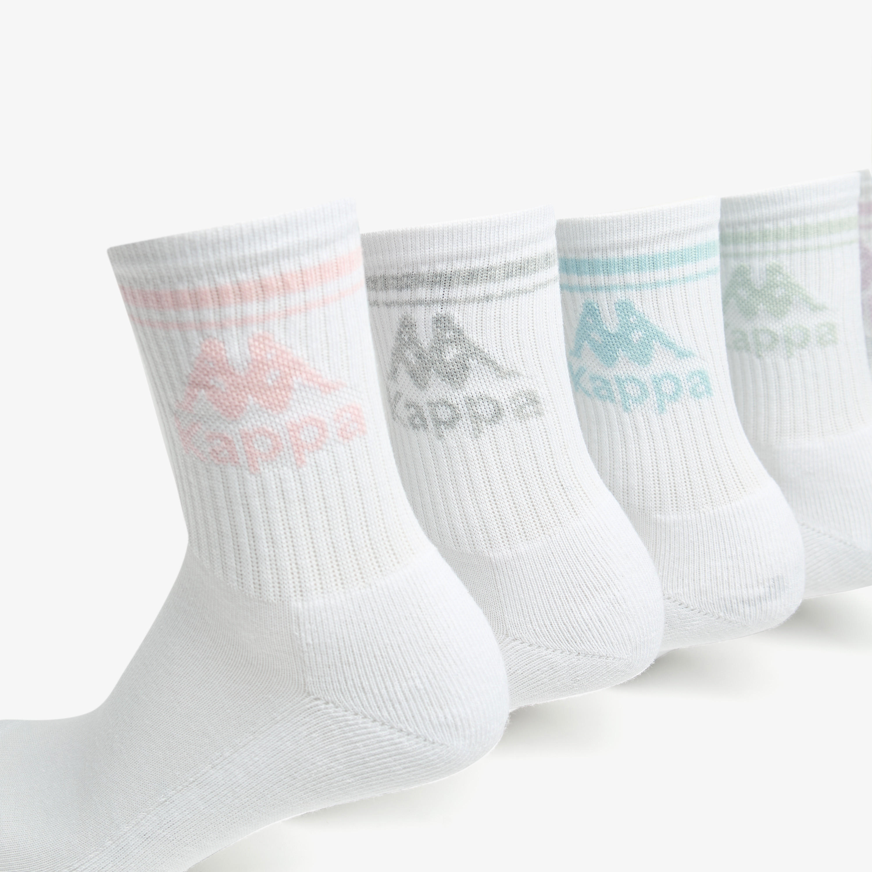 Kappa Logo Print Half Terry Cushioned Socks - Set of 5-girls-accessories-socks-image-2