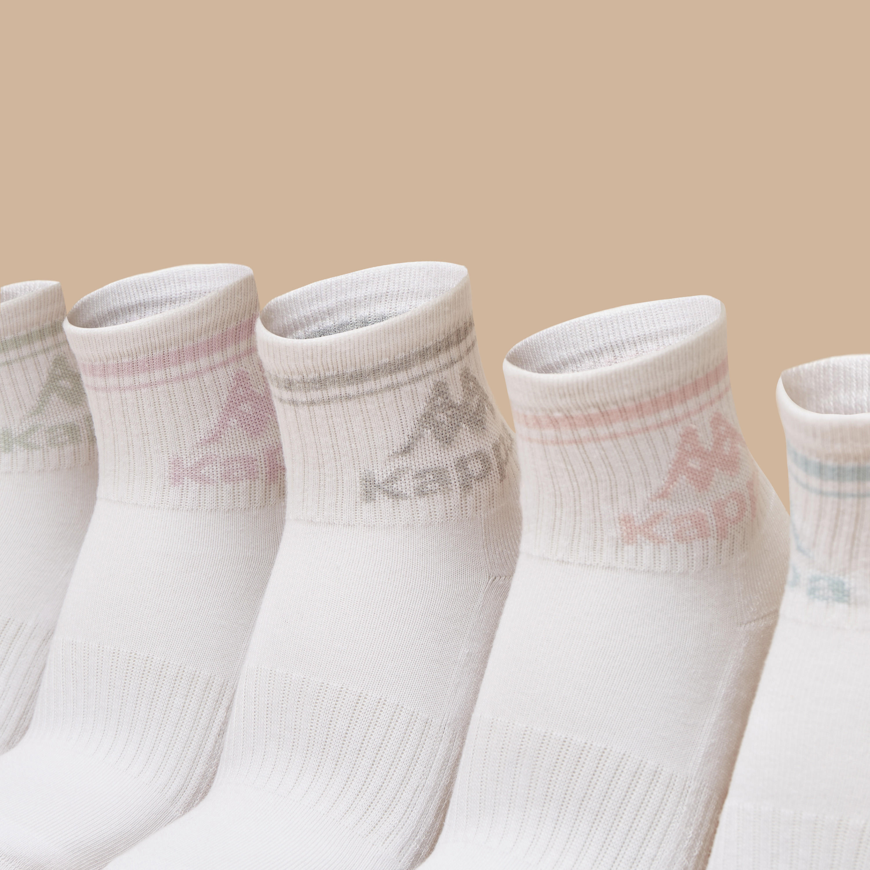 Kappa Logo Print Crew Length Cushioned Socks - Set of 5-women-socksandstockings-image-2