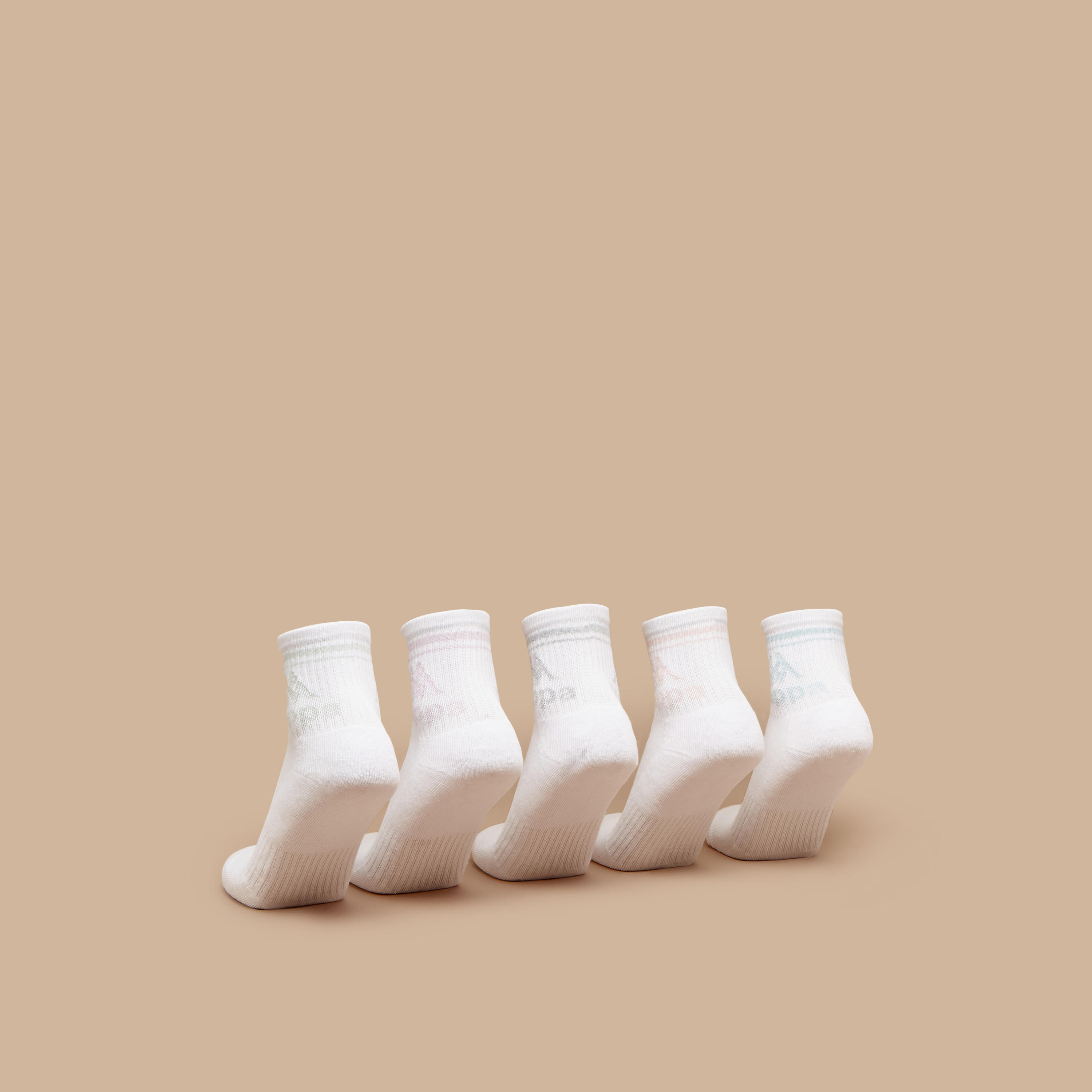Kappa Logo Print Crew Length Cushioned Socks - Set of 5-women-socksandstockings-image-4