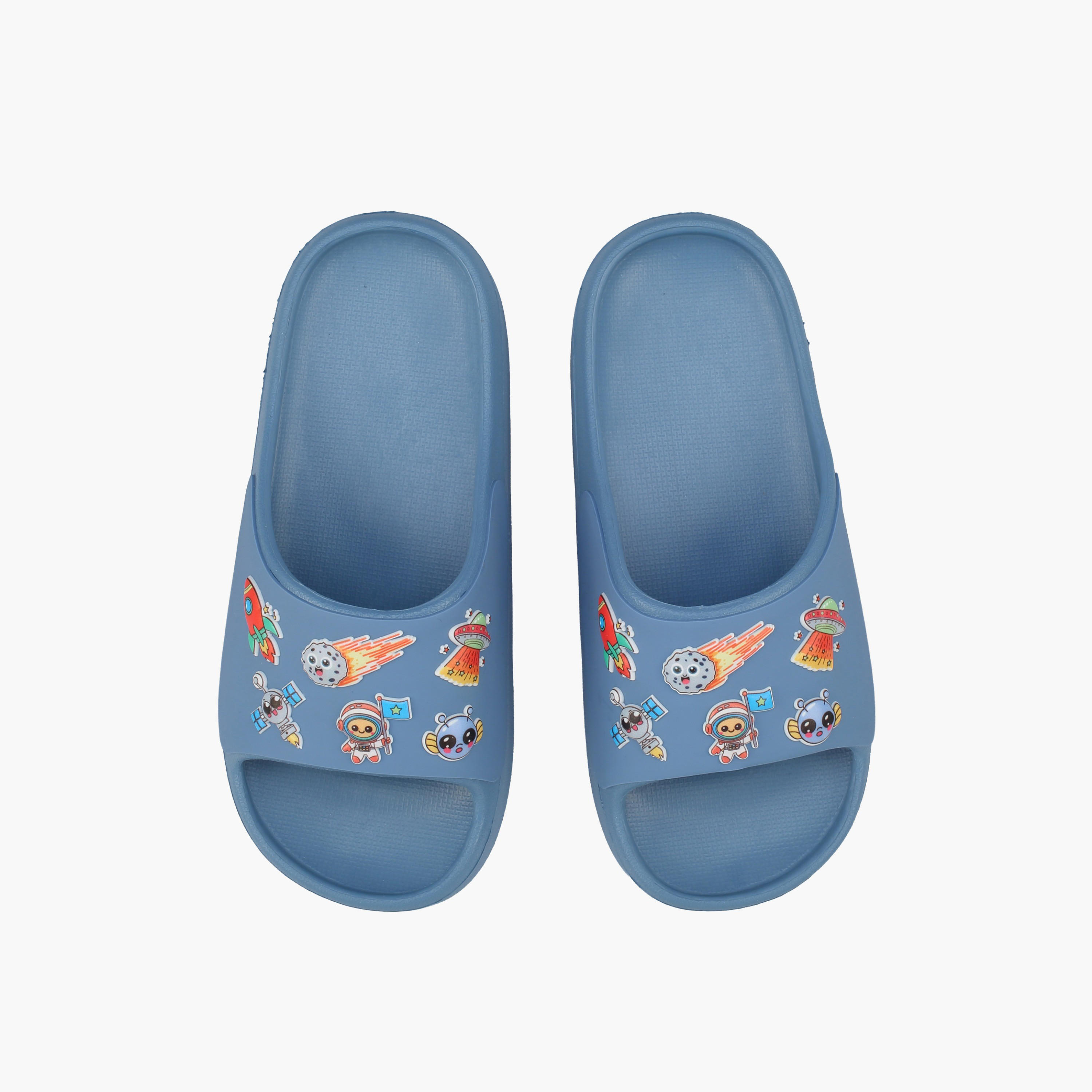 Aqua Boys Space Print Slides-boys-shoes-flipflopsandslides-image-1