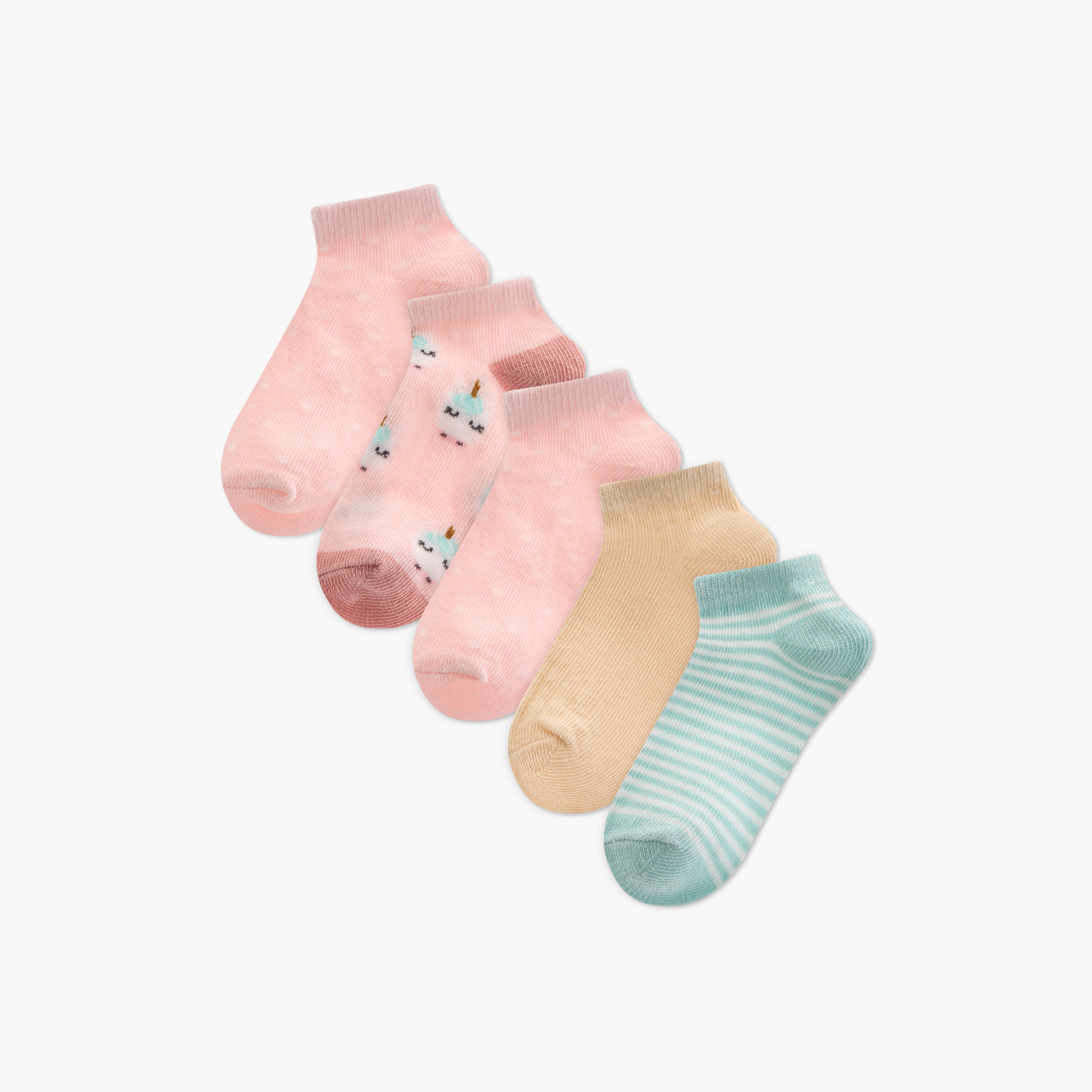 Barefeet Assorted Ankle Length Socks - Set of 5-girls-accessories-socks-image-1