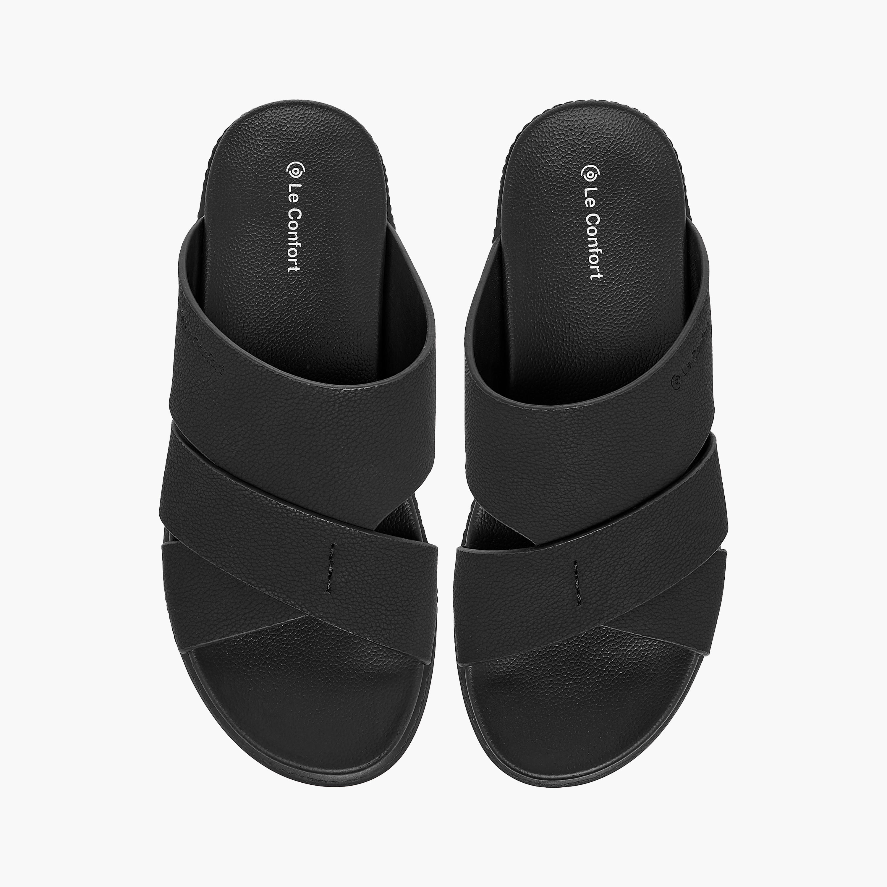 Le Confort Textured Slip On Cross-Strap Sandals-men-shoes-sandals-image-1