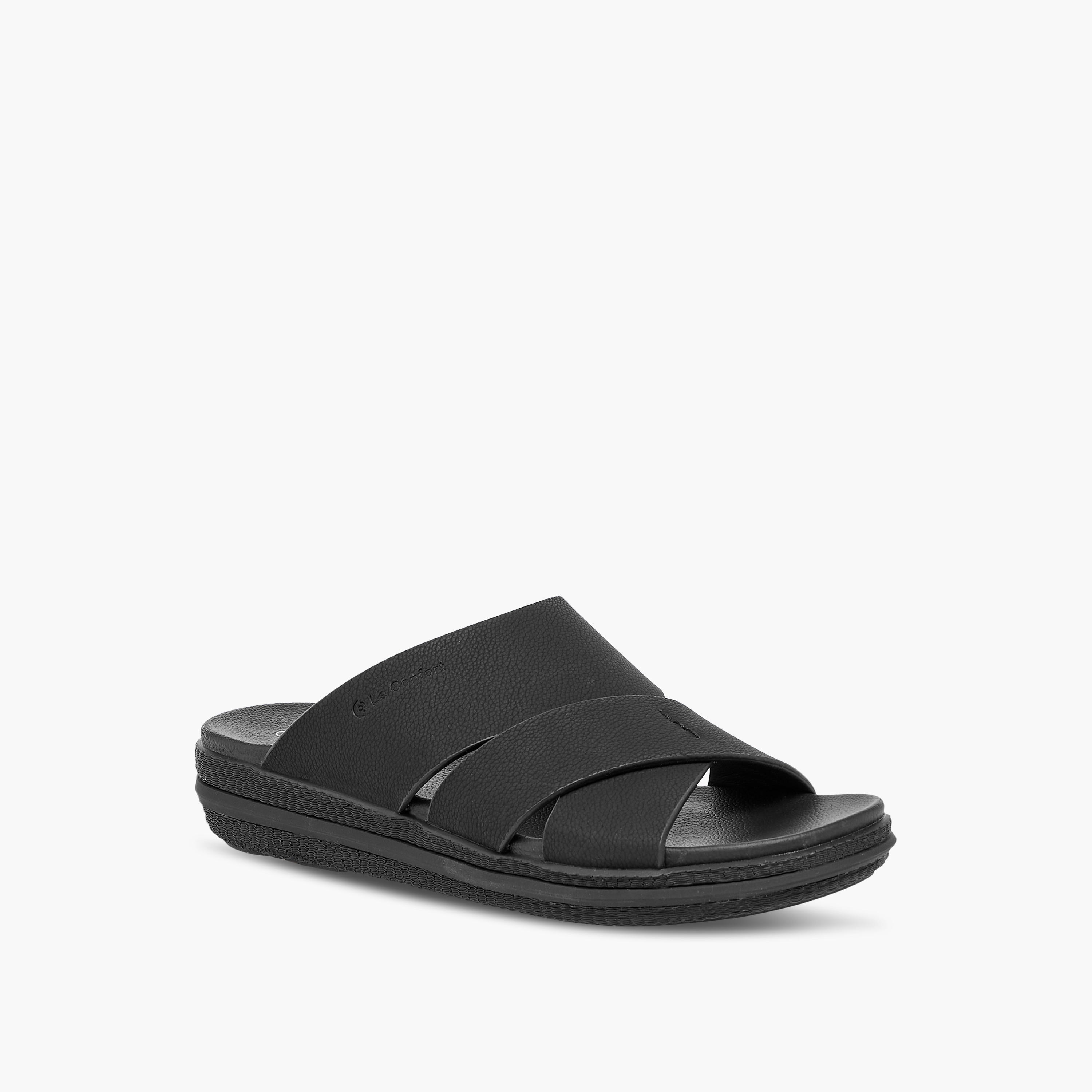 Le Confort Textured Slip On Cross-Strap Sandals-men-shoes-sandals-image-2