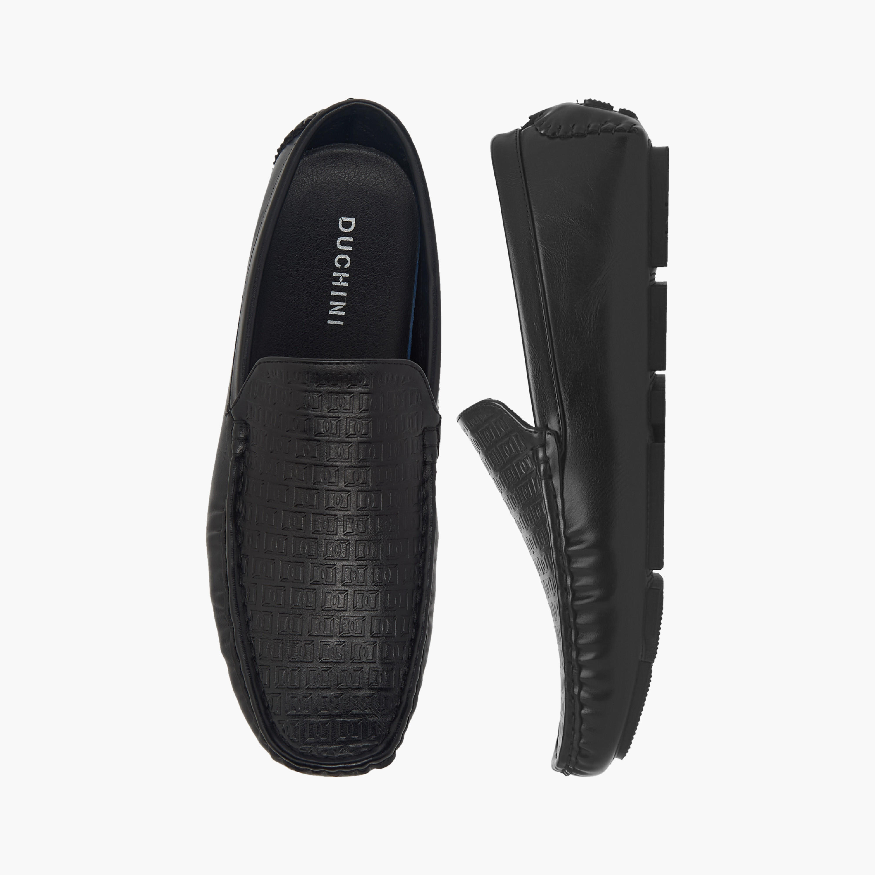 Duchini Men's Monogram Textured Slip-On Moccasins-men-shoes-loafersandmoccasins-image-1