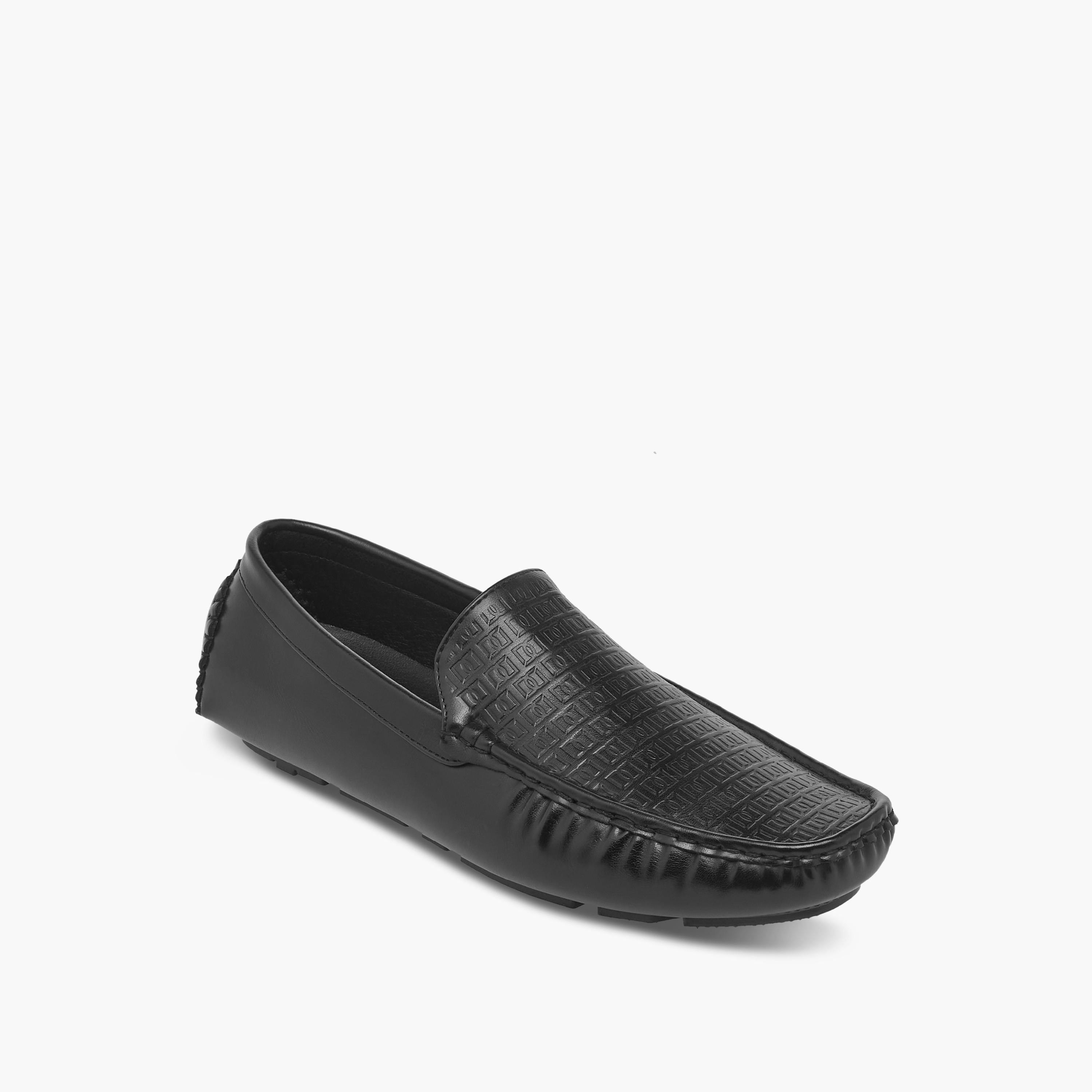 Duchini Men's Monogram Textured Slip-On Moccasins-men-shoes-loafersandmoccasins-image-2