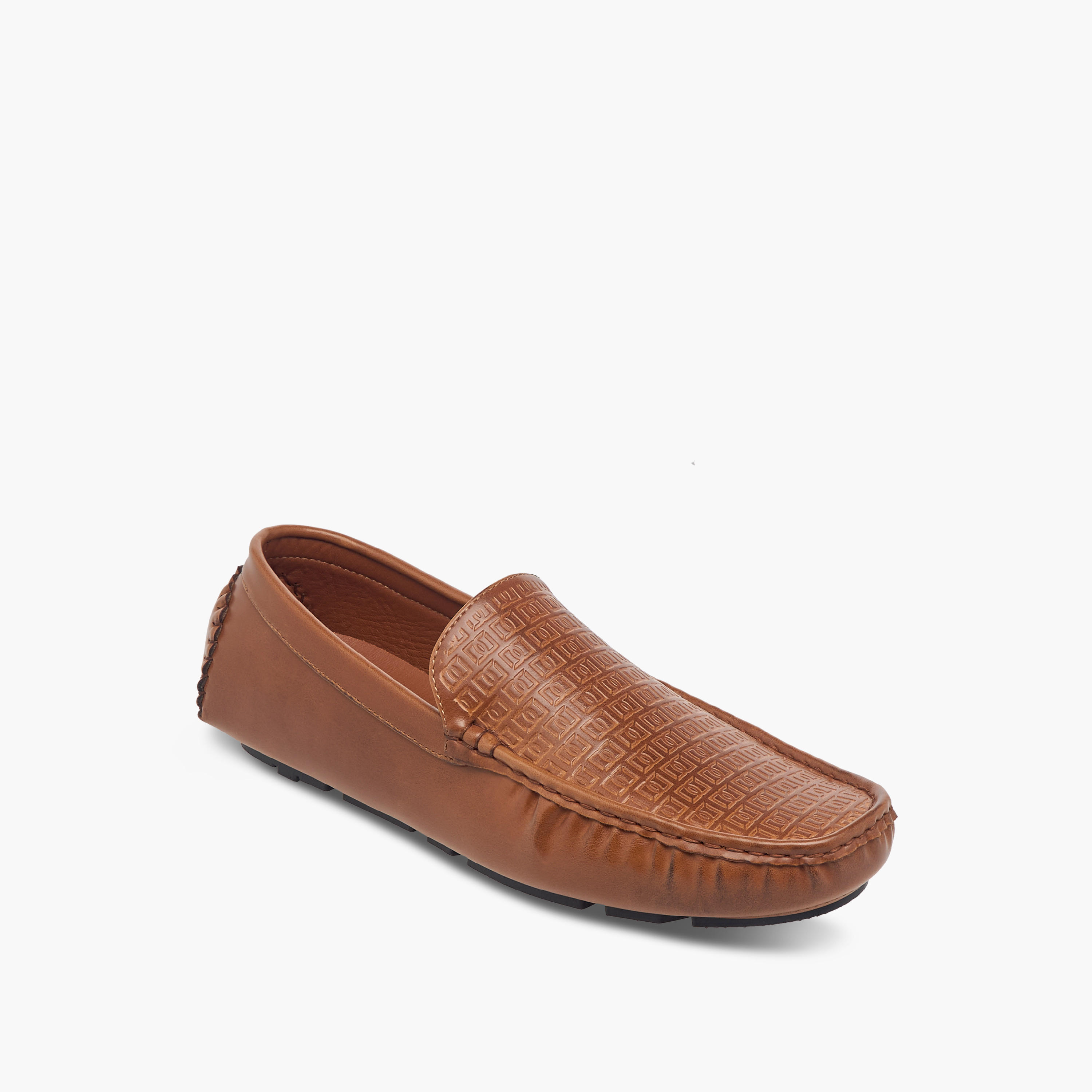 Duchini Men's Monogram Textured Slip-On Moccasins-men-shoes-loafersandmoccasins-image-2