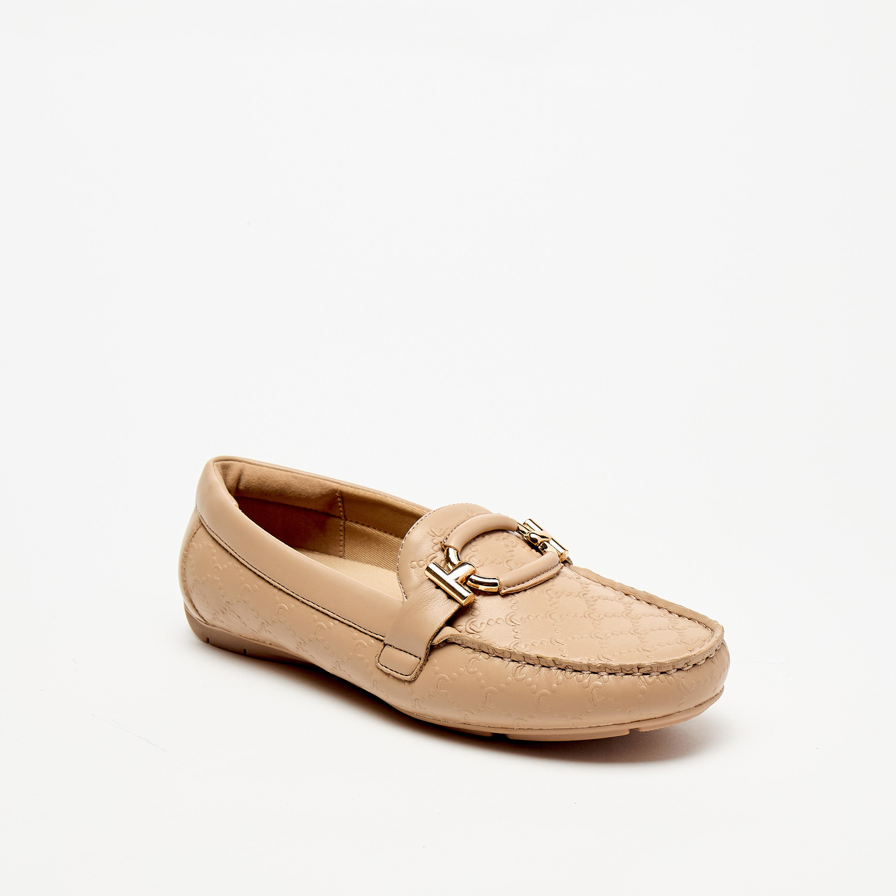 حذاء موكاسين سهل الارتداء بارز الملمس بزينة معدنية من لو كونفورت-women-shoes-flats-loafers-image-4
