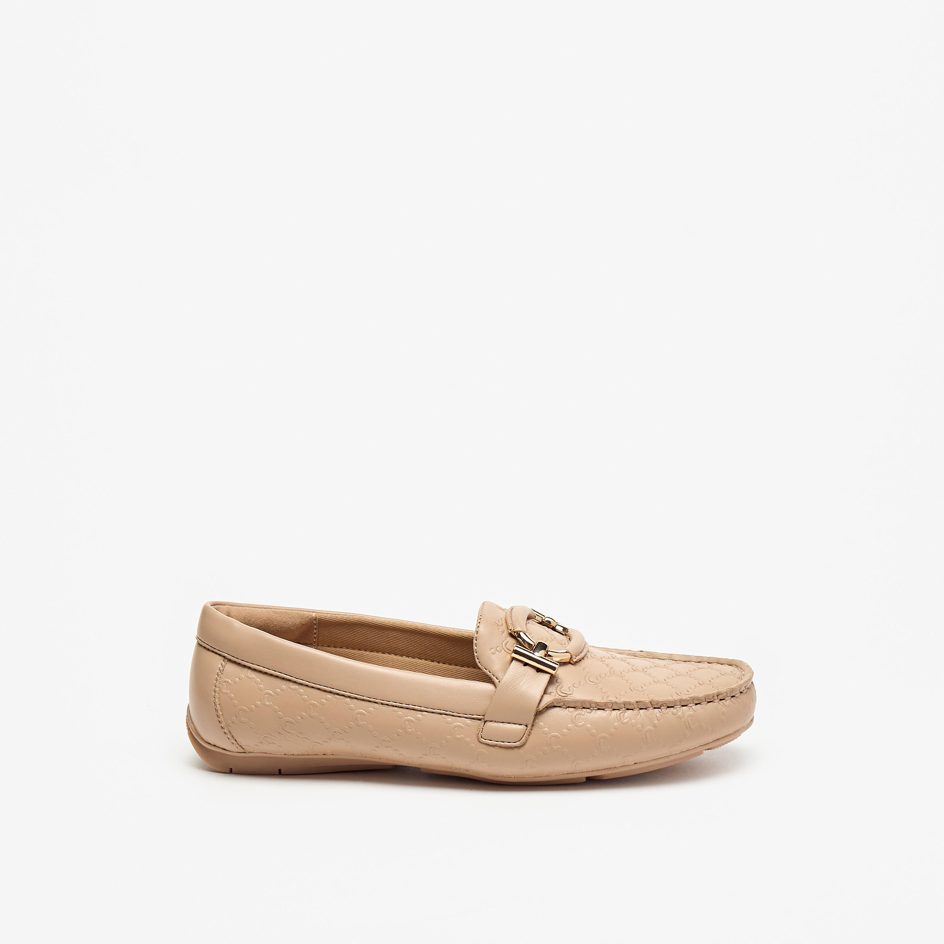 حذاء موكاسين سهل الارتداء بارز الملمس بزينة معدنية من لو كونفورت-women-shoes-flats-loafers-image-2