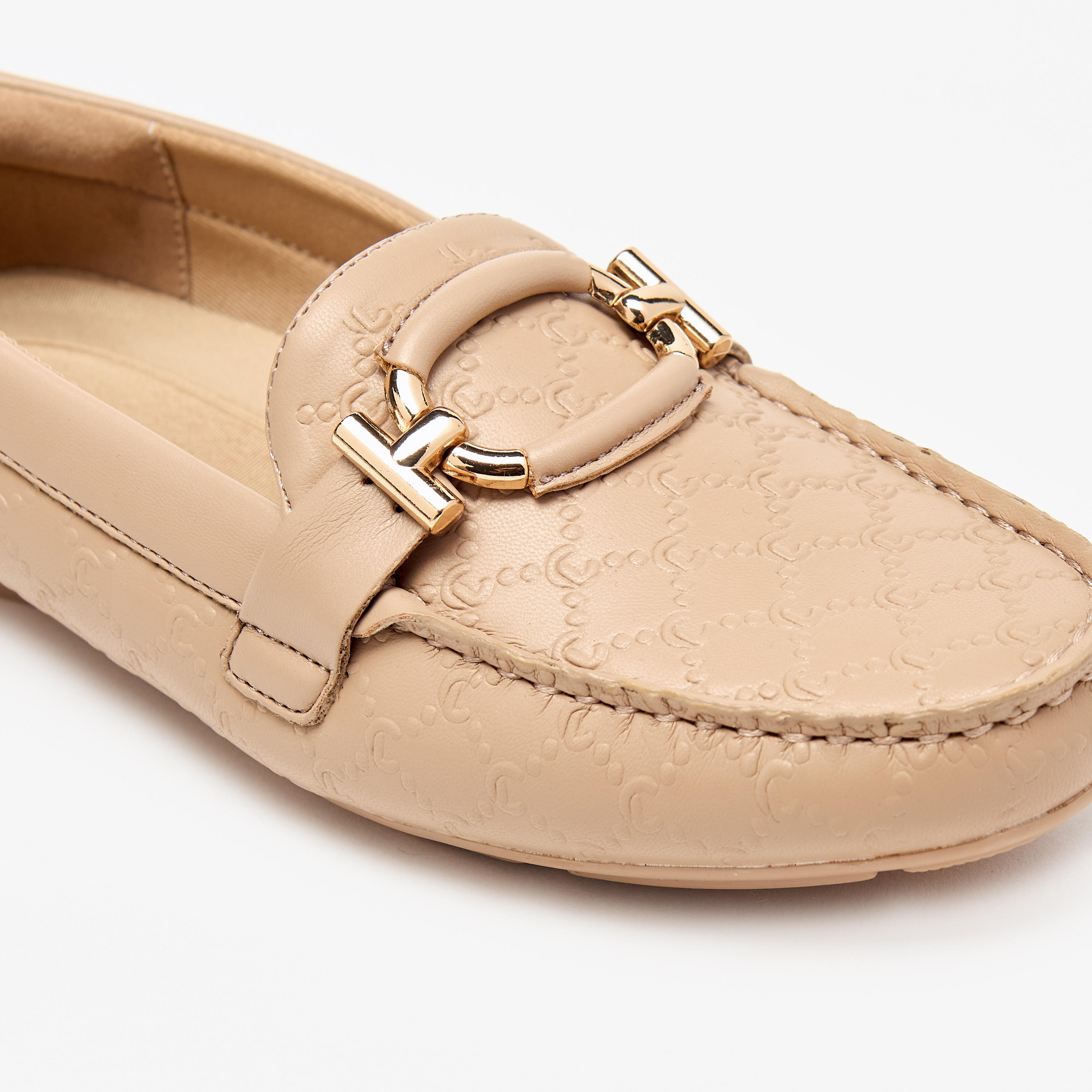 Le Confort Textured Slip-On Moccasins with Metal Accent-women-shoes-flats-loafers-image-5