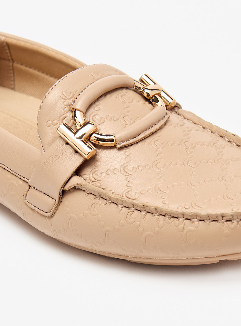 Le Confort Textured Slip-On Moccasins with Metal Accent-women-shoes-flats-loafers-image-5