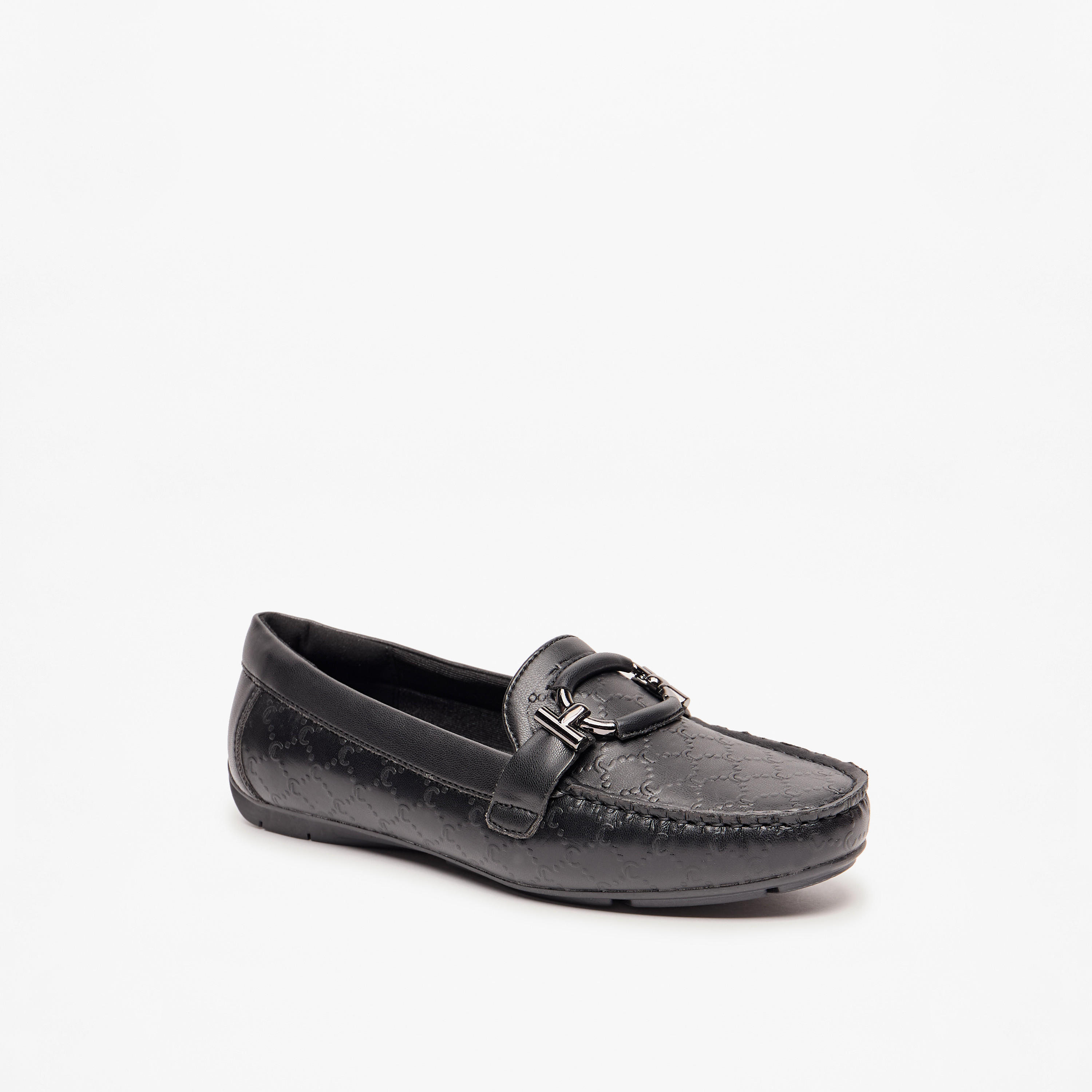 حذاء موكاسين سهل الارتداء بارز الملمس بزينة معدنية من لو كونفورت-women-shoes-flats-loafers-image-10
