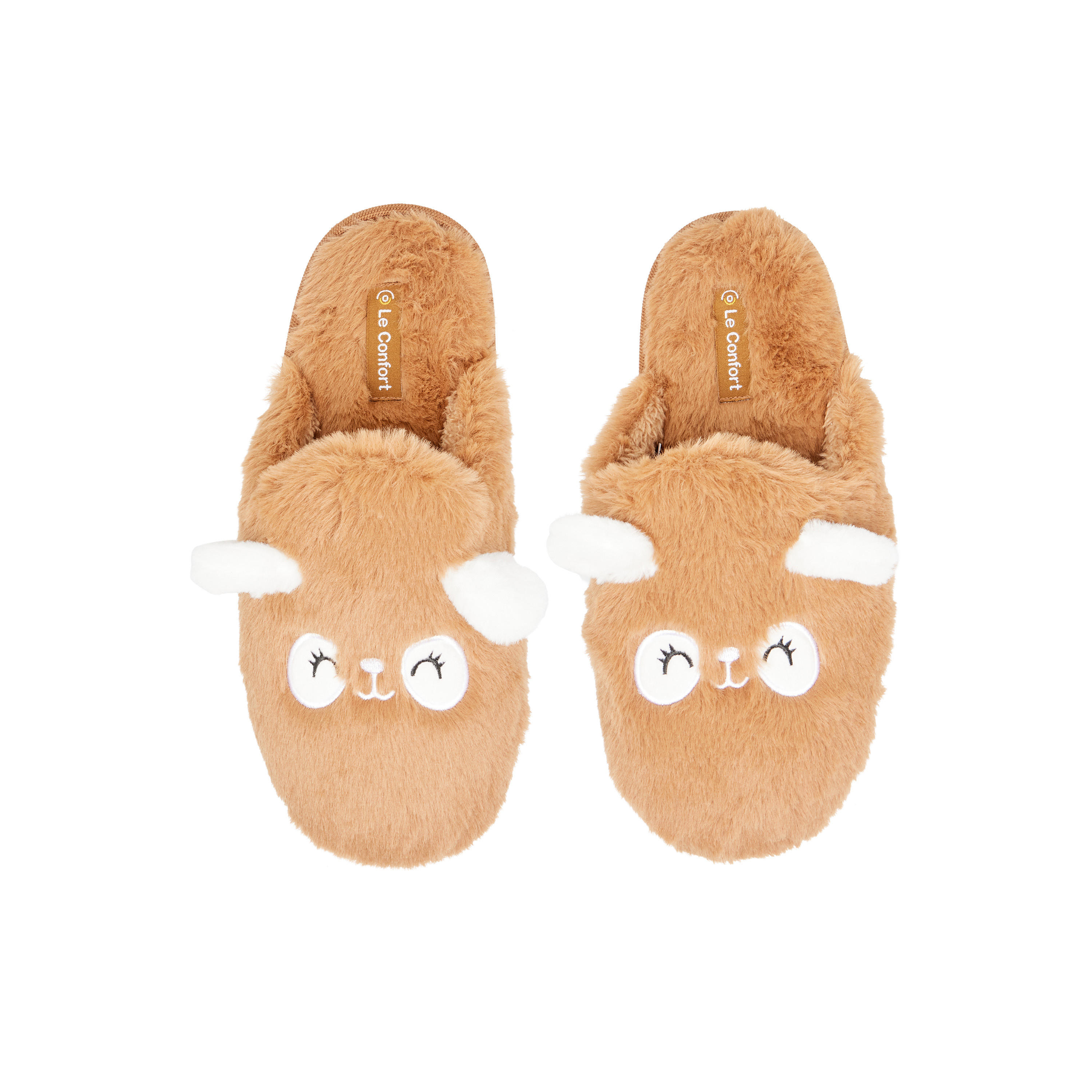 حذاء ميول فرو صناعي لغرفة النوم بتزيينات أذن باندا من لي كونفورت-women-shoes-flipflopsandslides-image-1