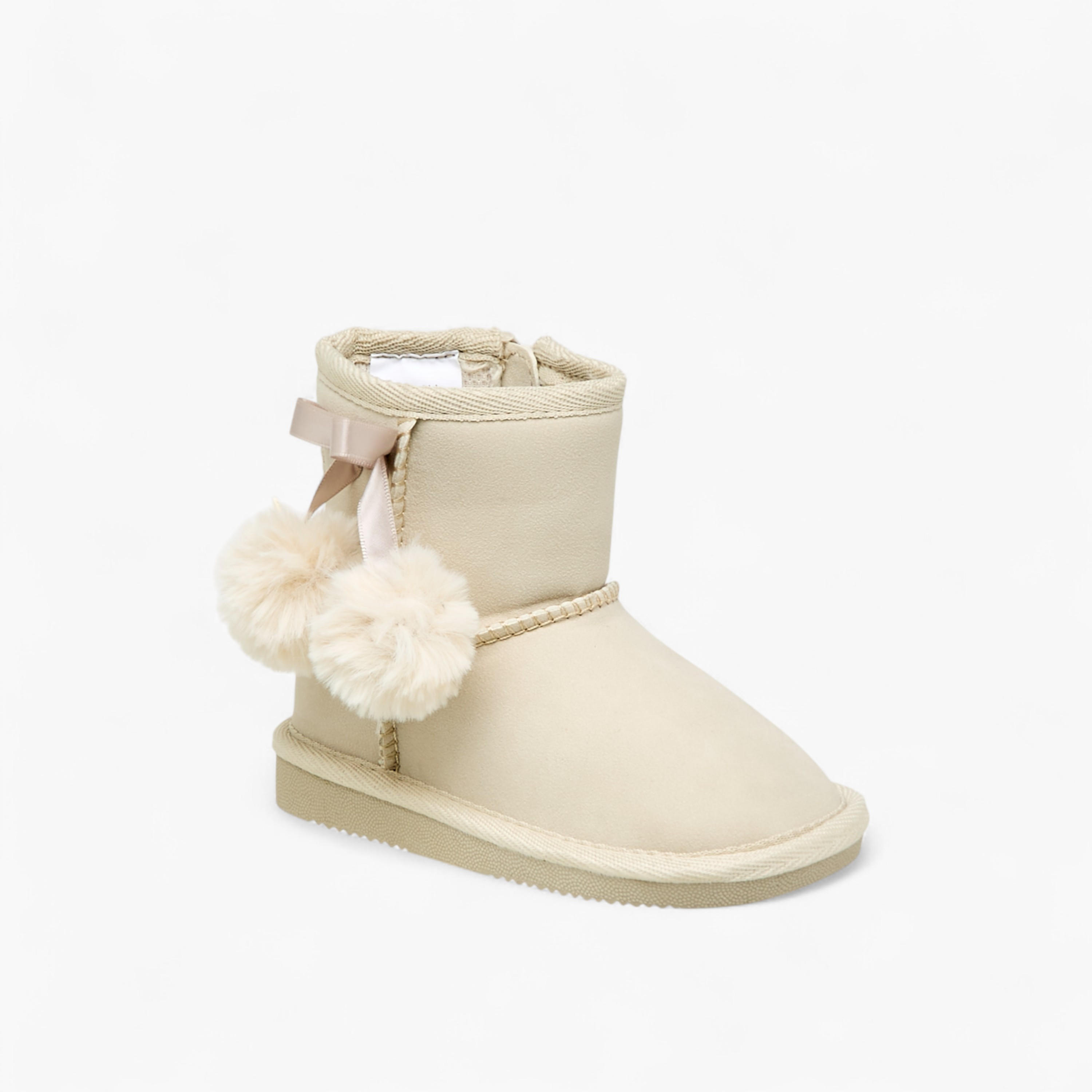 Flora Bella Pom Pom Accent Ankle Boots with Zip Closure-girls-shoes-boots-image-2