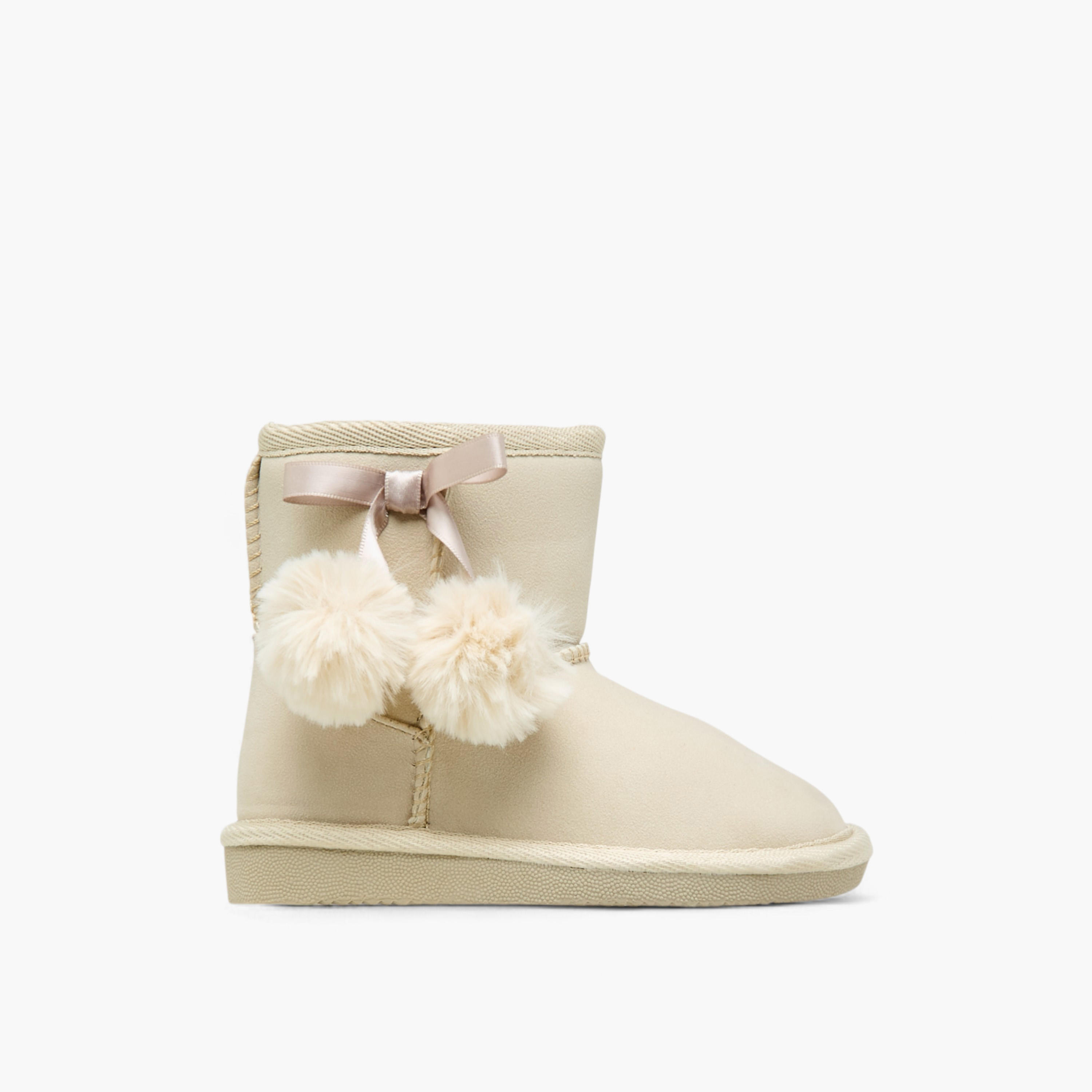 Flora Bella Pom Pom Accent Ankle Boots with Zip Closure-girls-shoes-boots-image-3