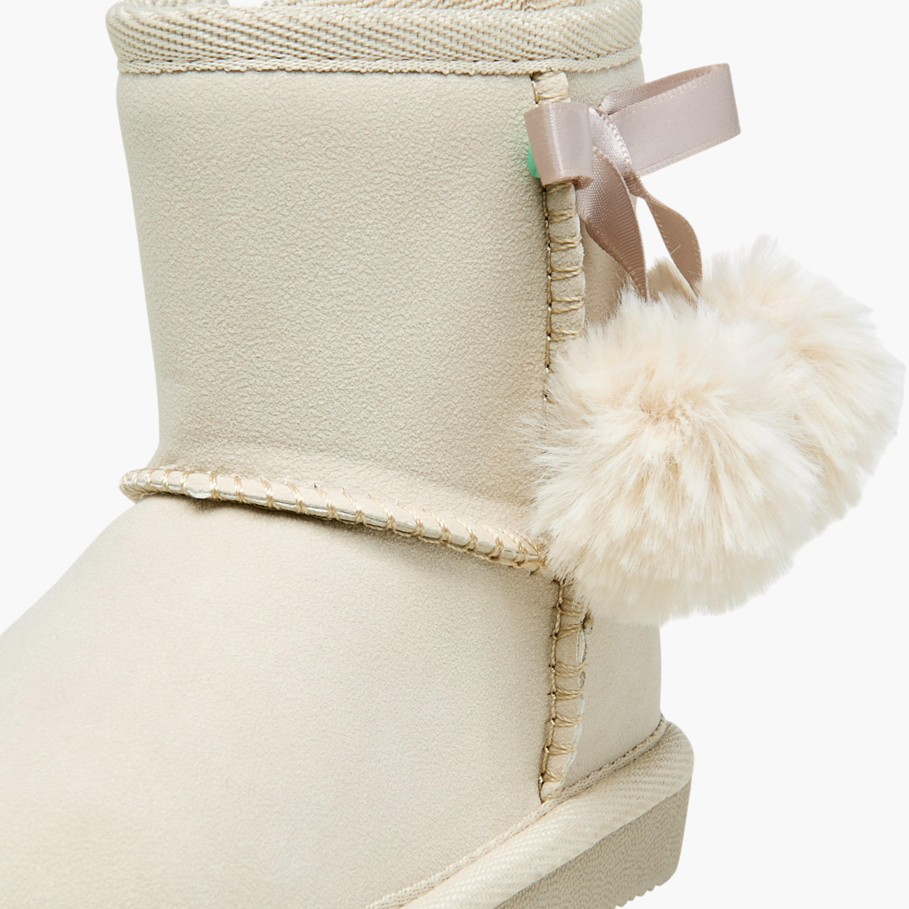 Flora Bella Pom Pom Accent Ankle Boots with Zip Closure-girls-shoes-boots-image-4