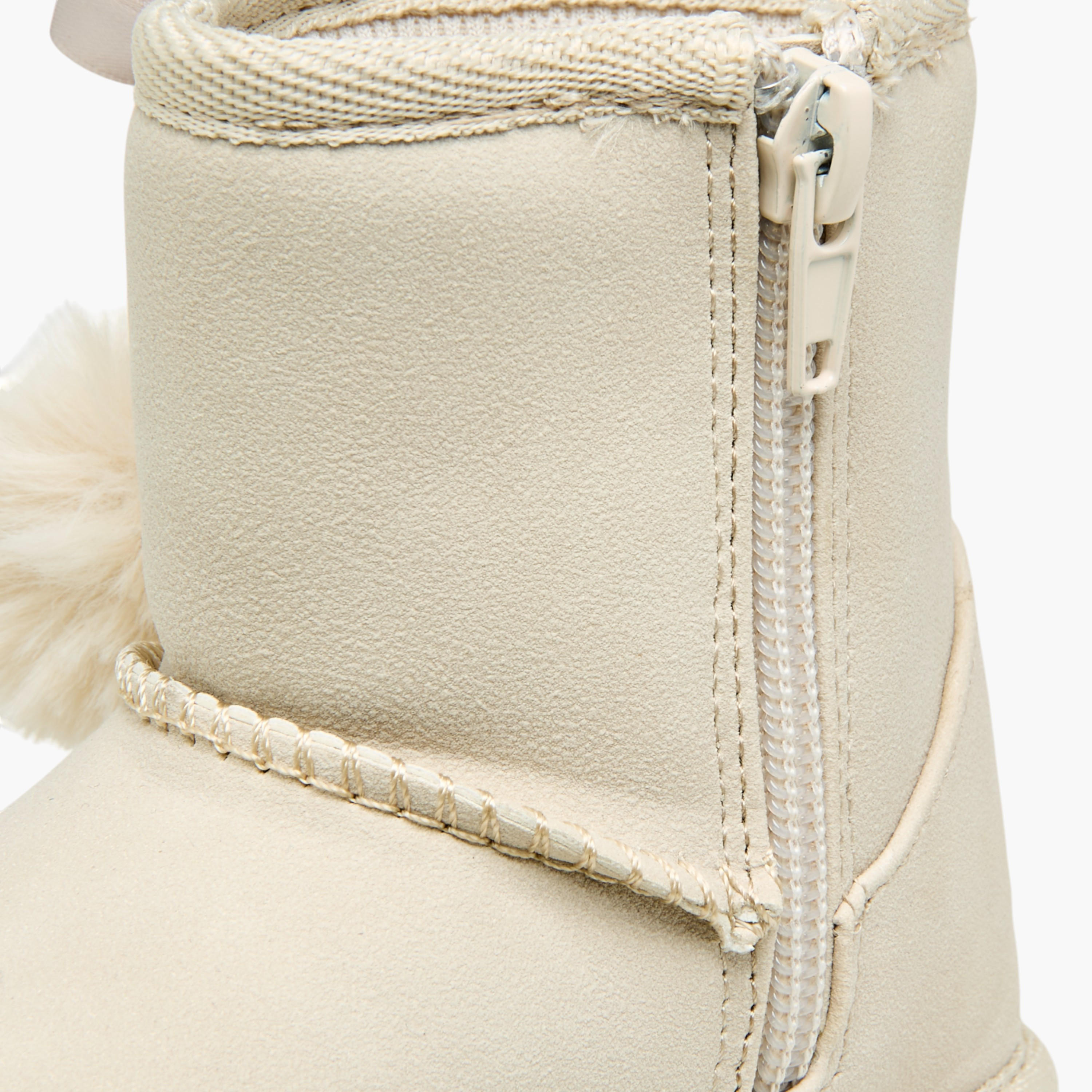 Flora Bella Pom Pom Accent Ankle Boots with Zip Closure-girls-shoes-boots-image-6