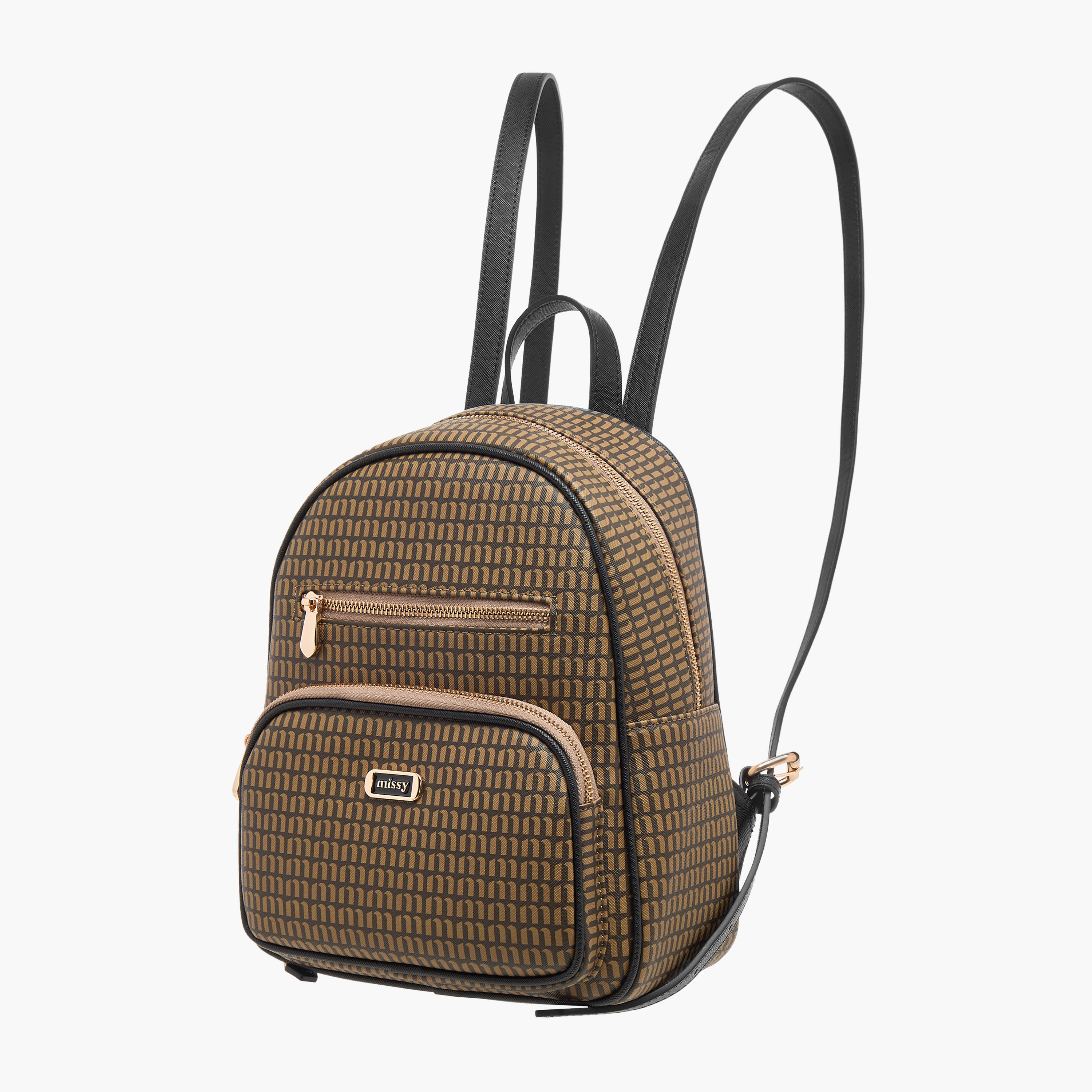 شنطة ظهر بحمالات قابلة للتعديل وسحّاب إغلاق وطبعات مونوجرام من ميسي-women-bagsandwallets-backpacks-image-2