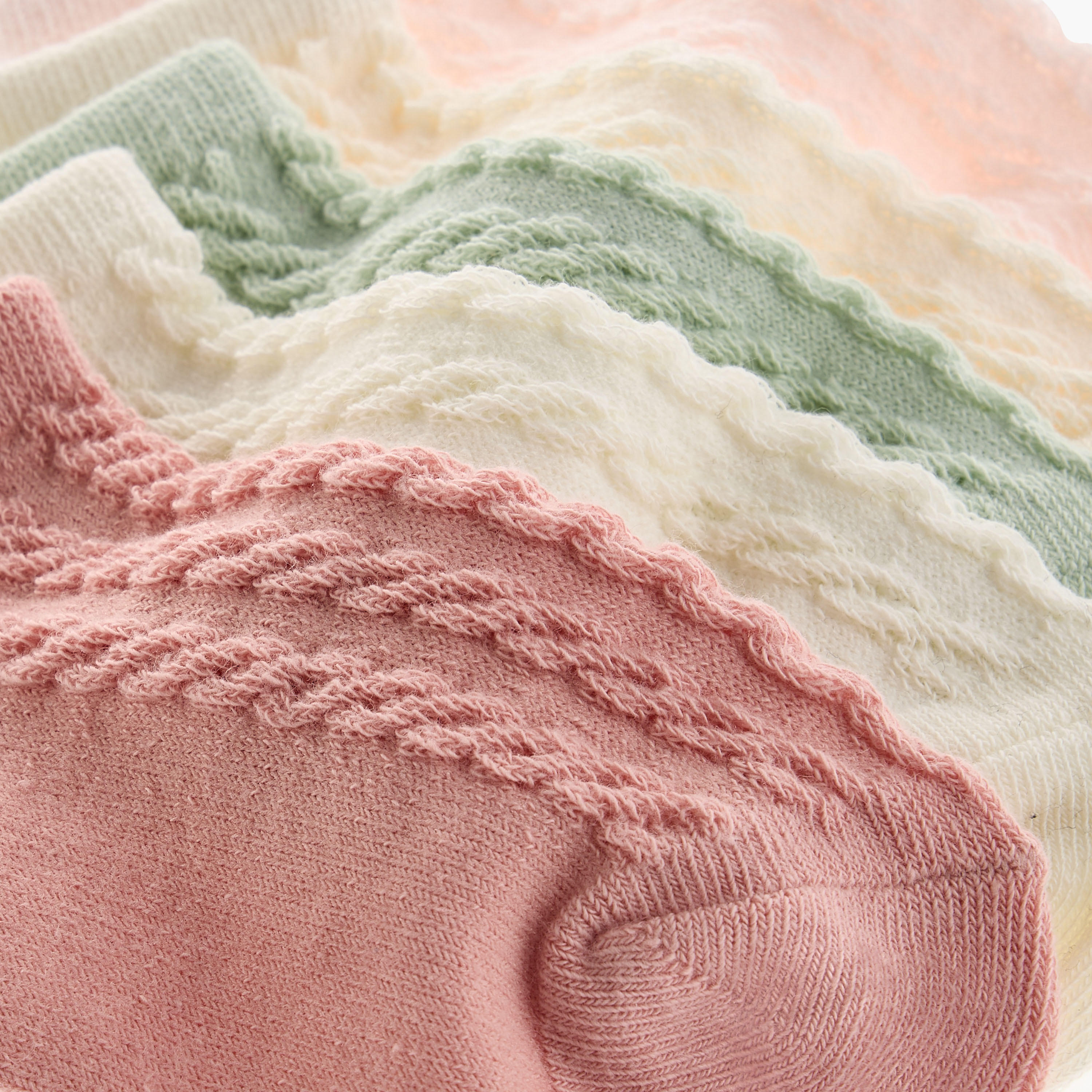 Barefeet Textured Ankle Length Socks - Set of 5-girls-accessories-socks-image-4