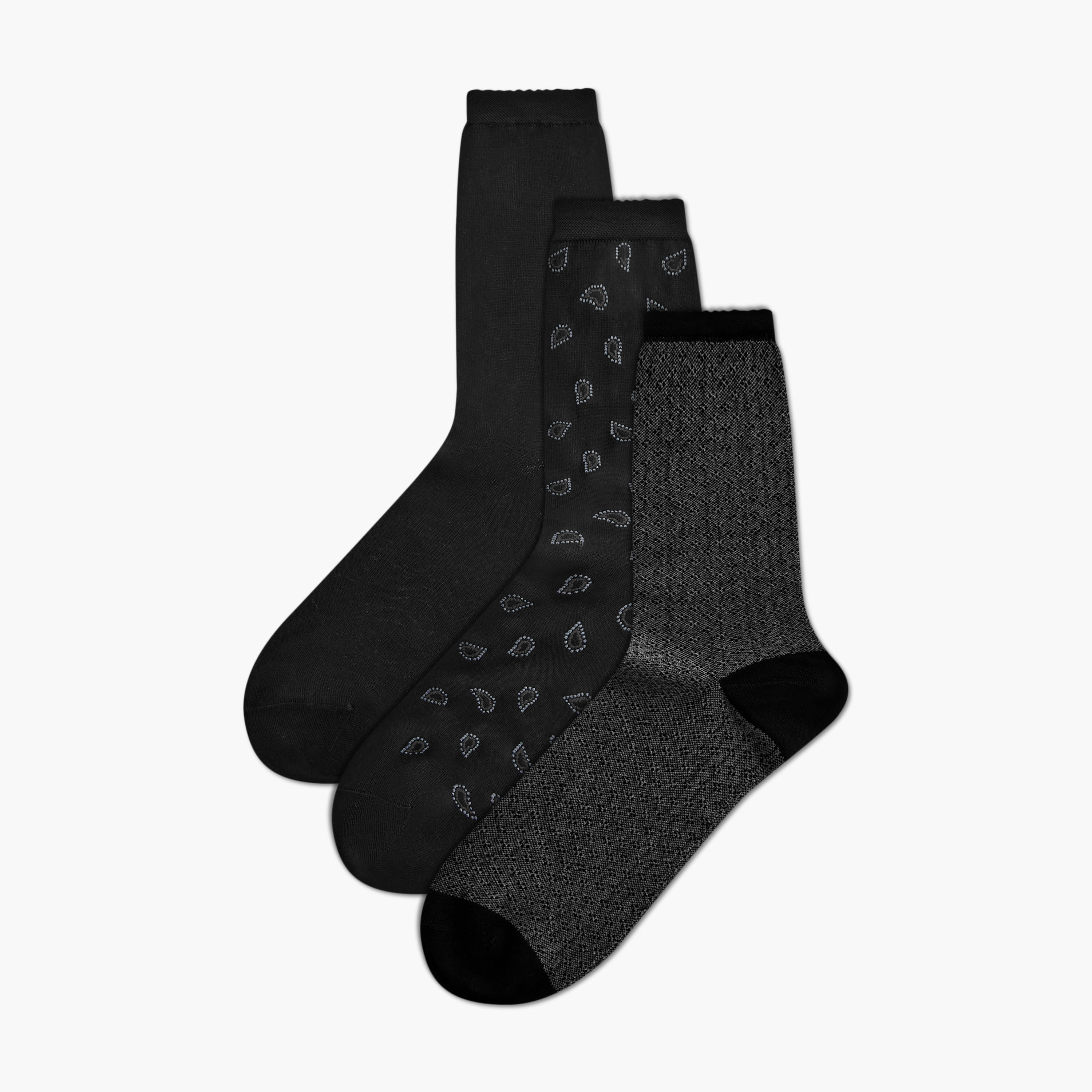 Duchini Printed Non Terry Crew Length Socks - Set of 3-men-socks-image-1