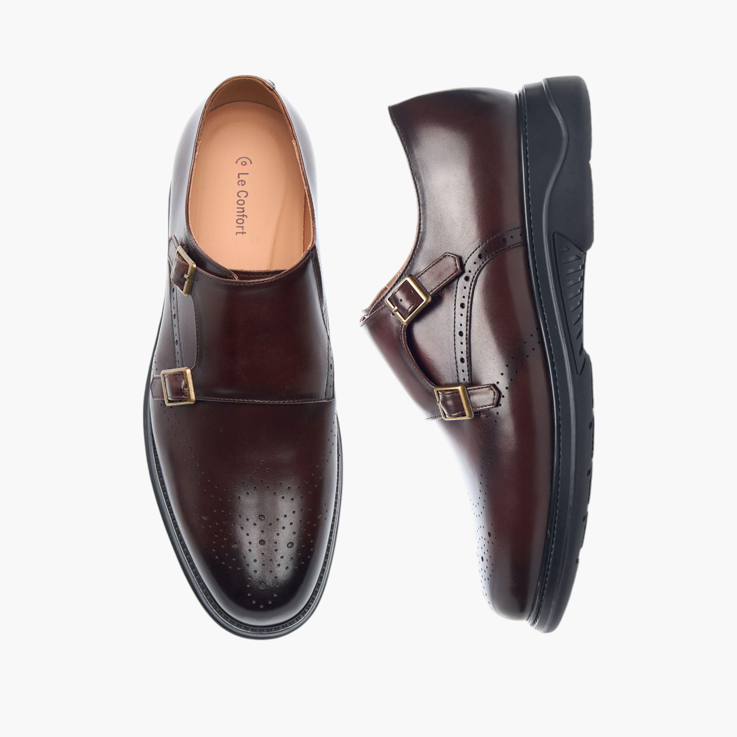 حذاء مونك جلد بارز الملمس سهل الارتداء من لو كونفورت-men-shoes-formalshoes-image-1