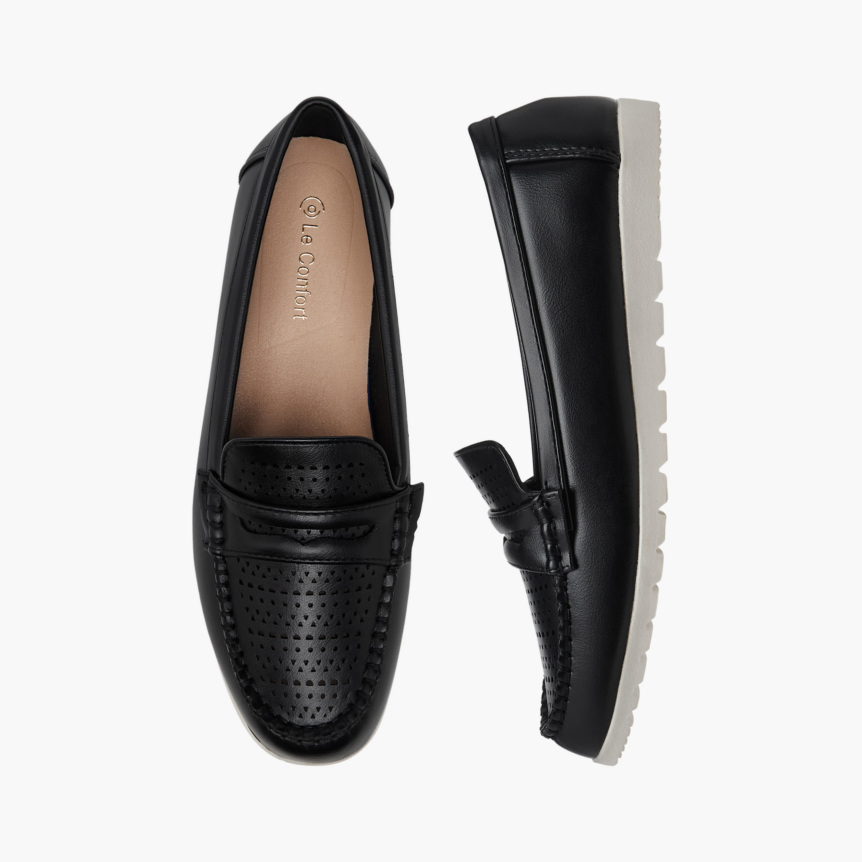 Le Confort Perforation Detail Slip-On Comfort Loafers-women-shoes-loafersandmoccasins-image-1