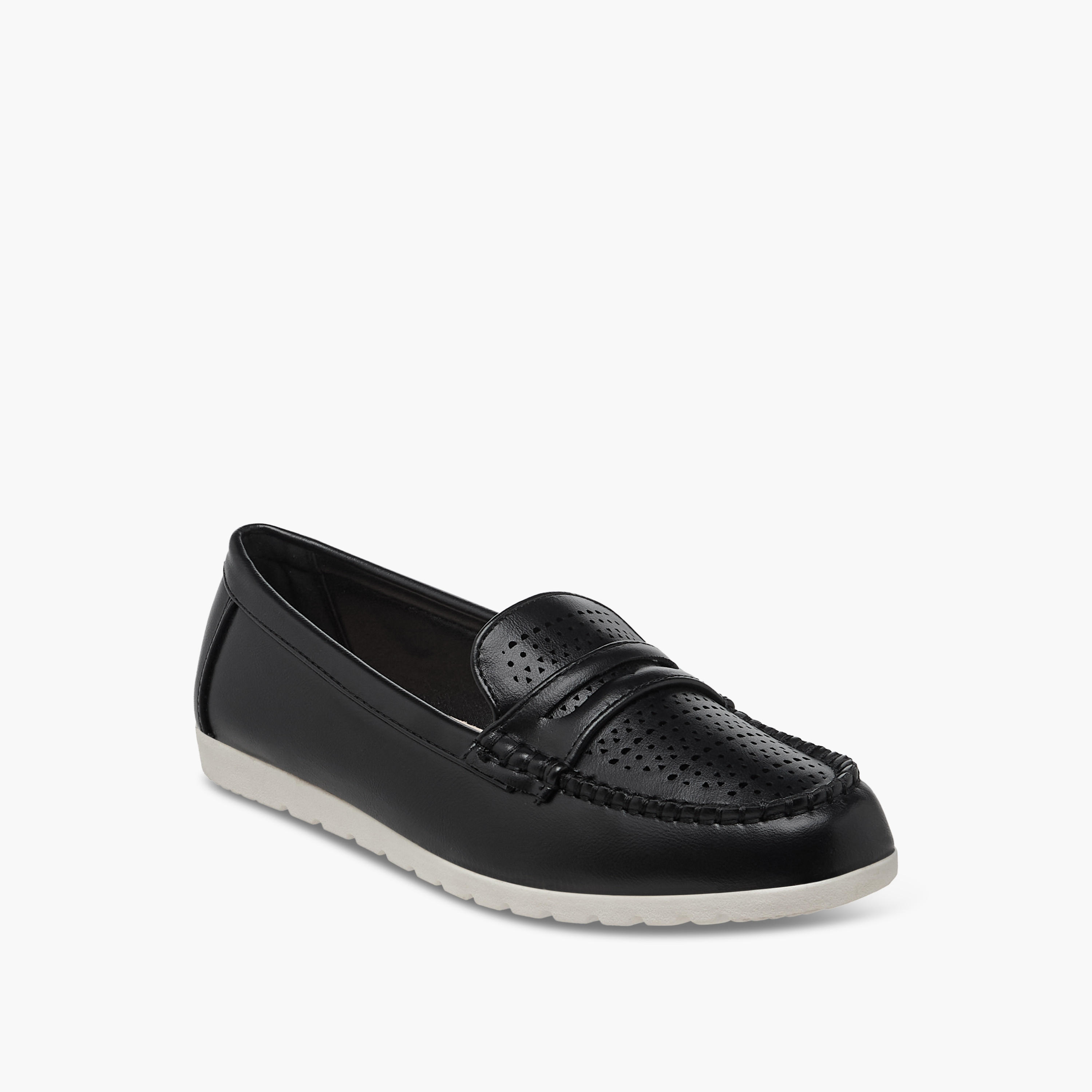 Le Confort Perforation Detail Slip-On Comfort Loafers-women-shoes-loafersandmoccasins-image-2