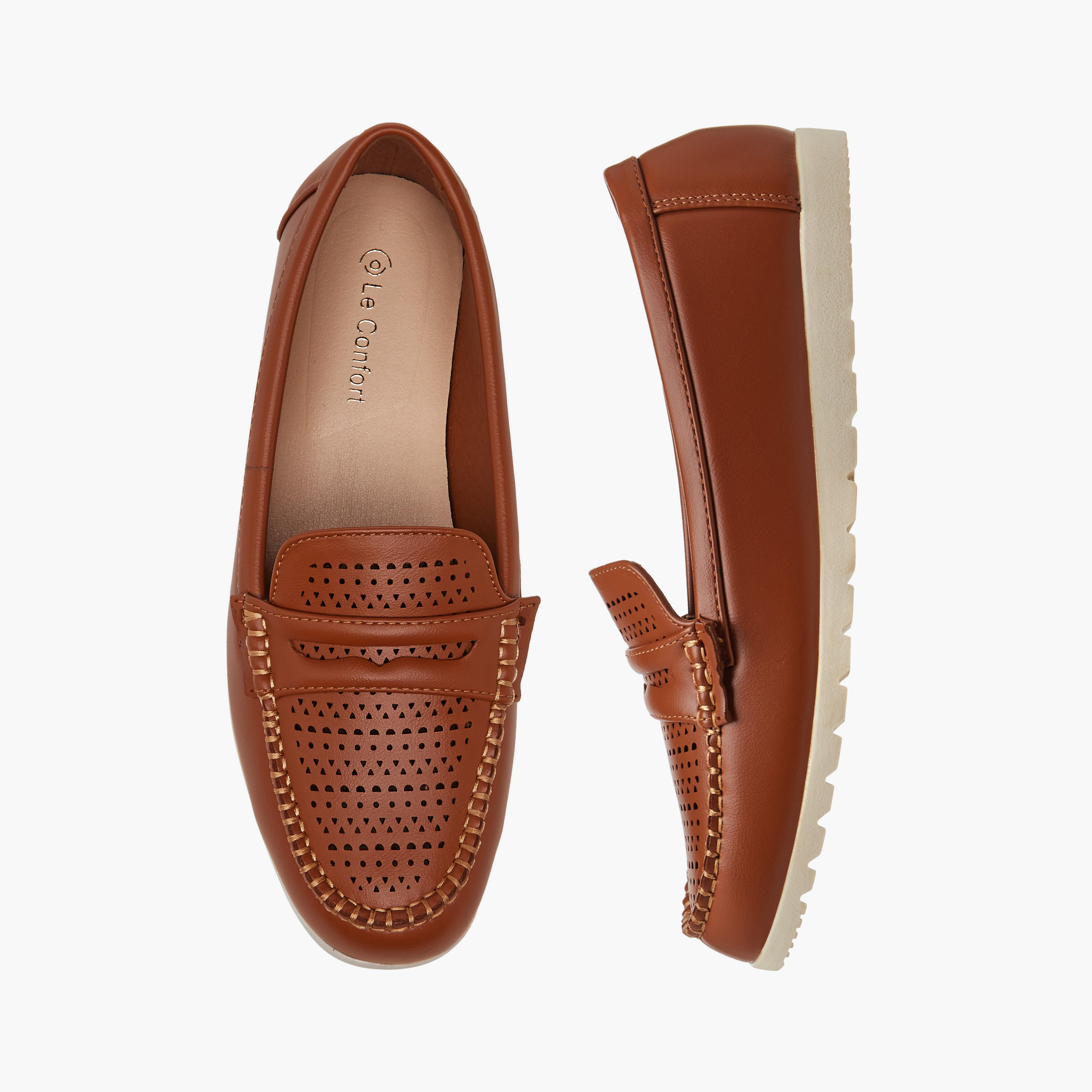 Le Confort Perforation Detail Slip-On Comfort Loafers-women-shoes-loafersandmoccasins-image-1