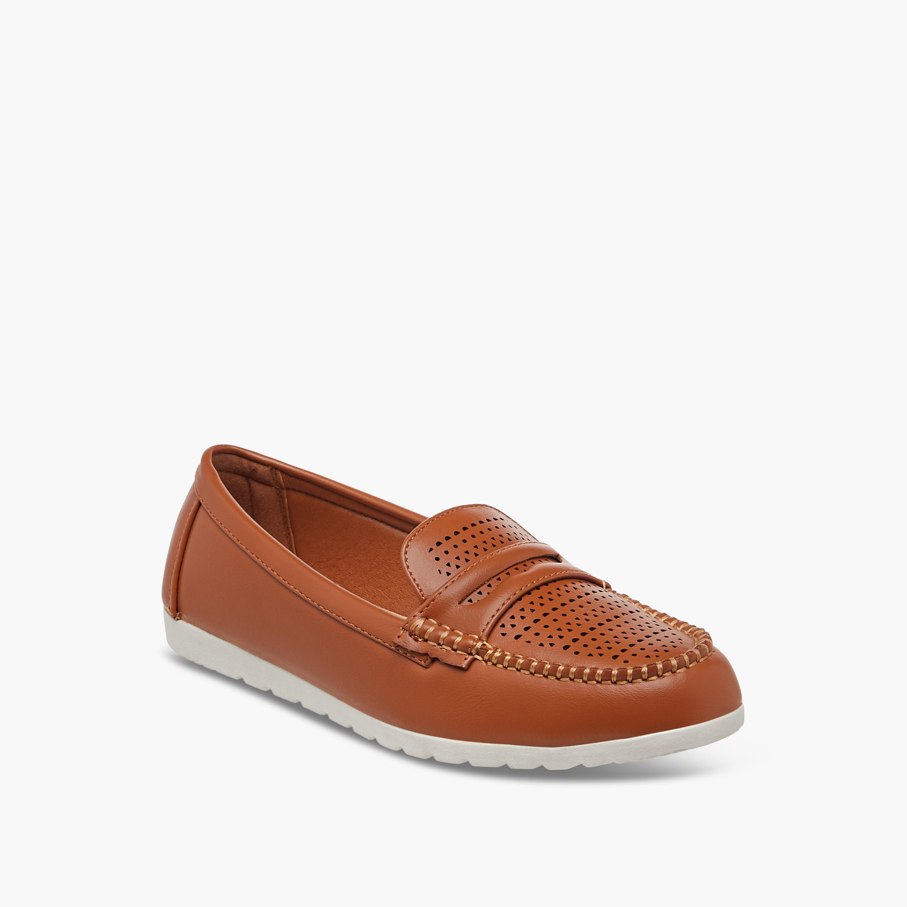 Le Confort Perforation Detail Slip-On Comfort Loafers-women-shoes-loafersandmoccasins-image-2