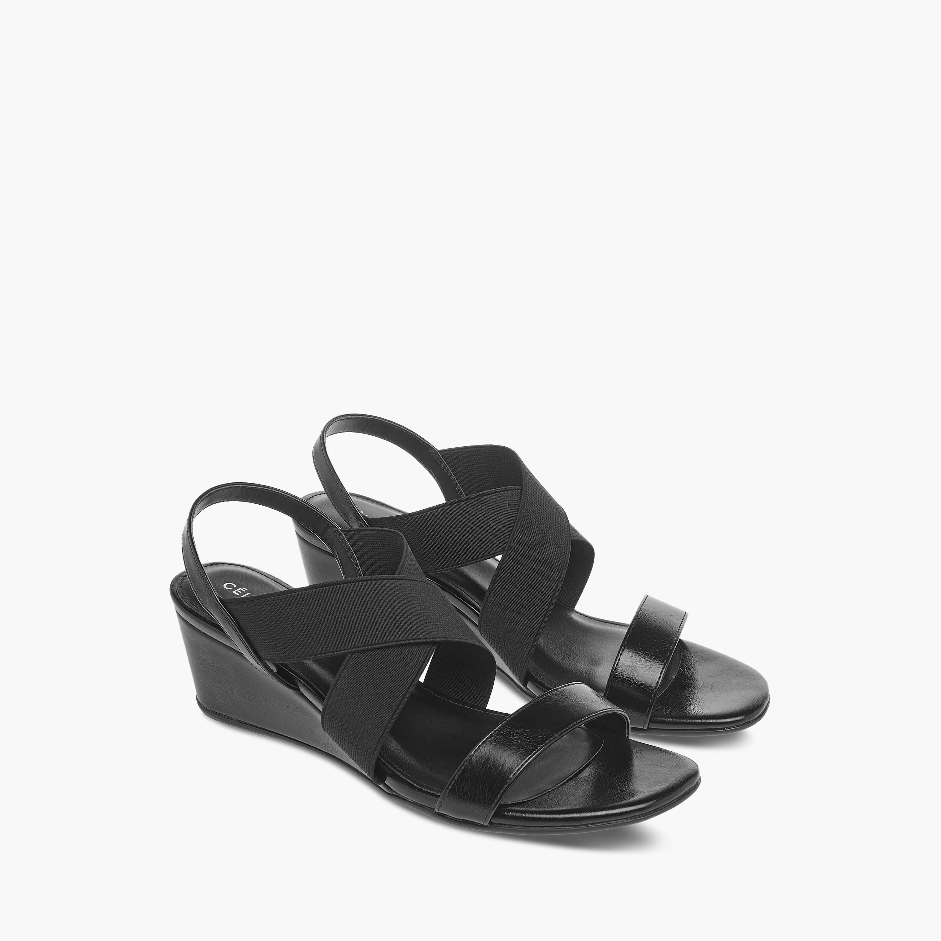 Celeste Women's Solid Cross Strap Sandals with Wedge Heels-women-shoes-sandals-heeled-image-1