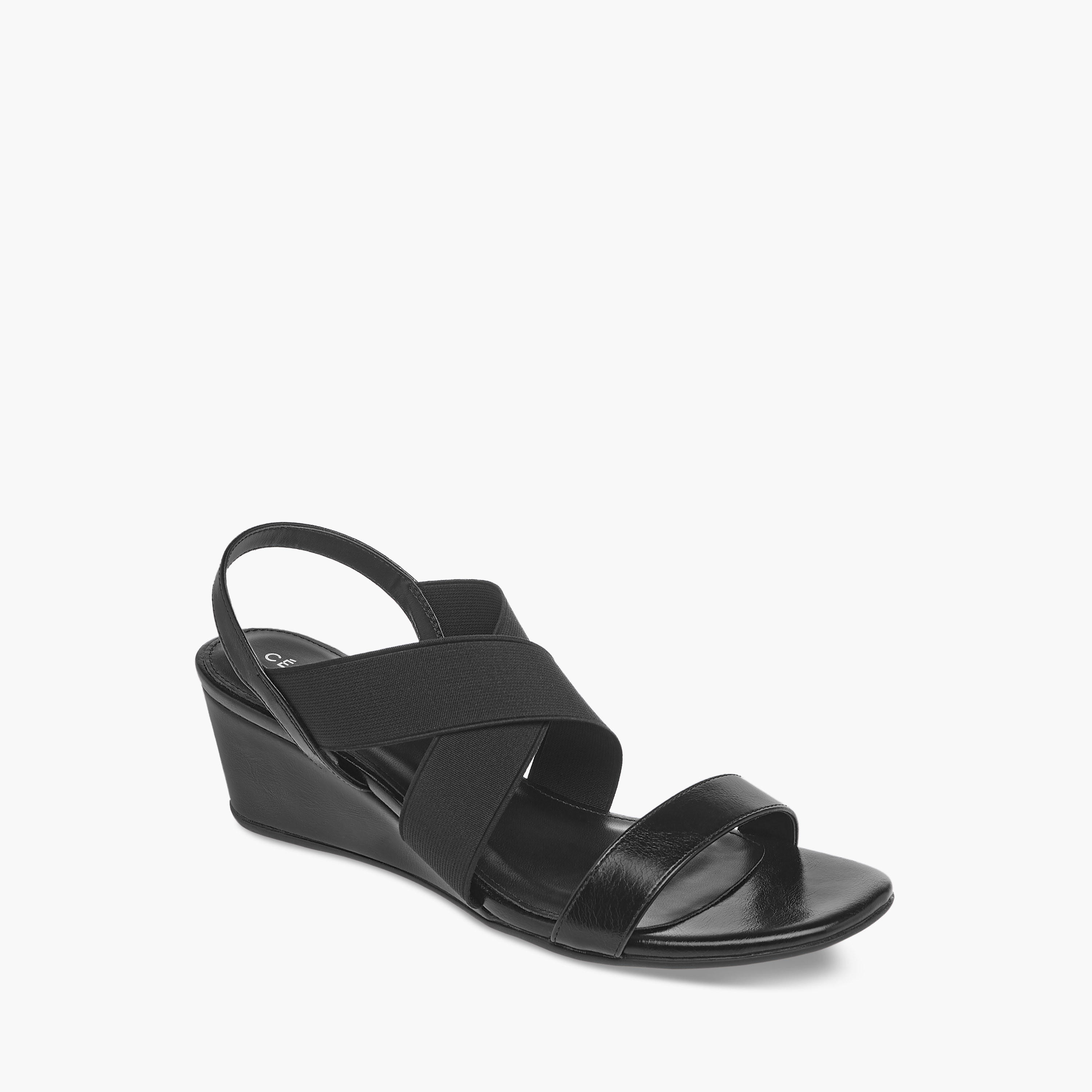 Celeste Women's Solid Cross Strap Sandals with Wedge Heels-women-shoes-sandals-heeled-image-2