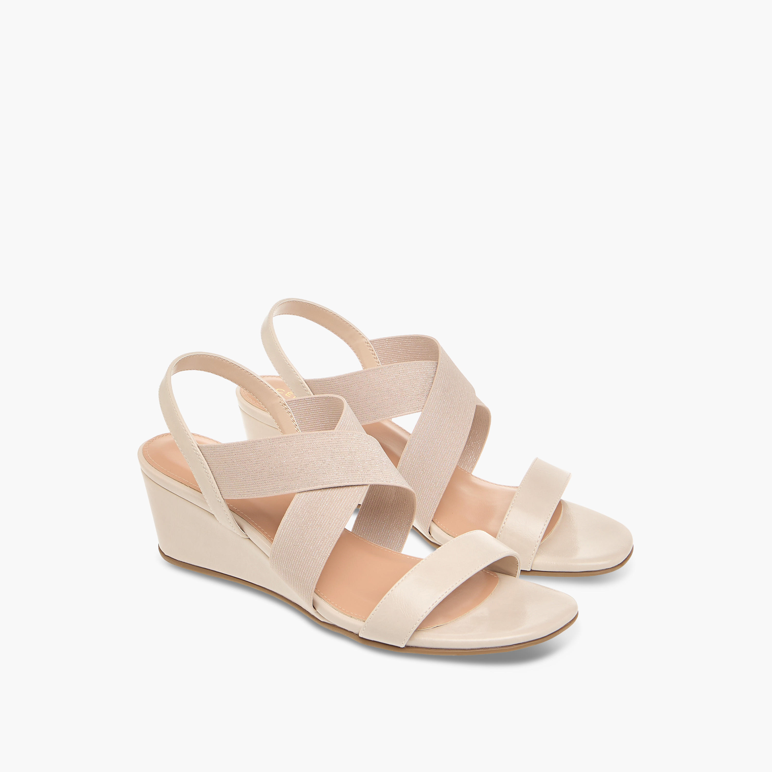 Celeste Women's Solid Cross Strap Sandals with Wedge Heels-women-shoes-sandals-heeled-image-1