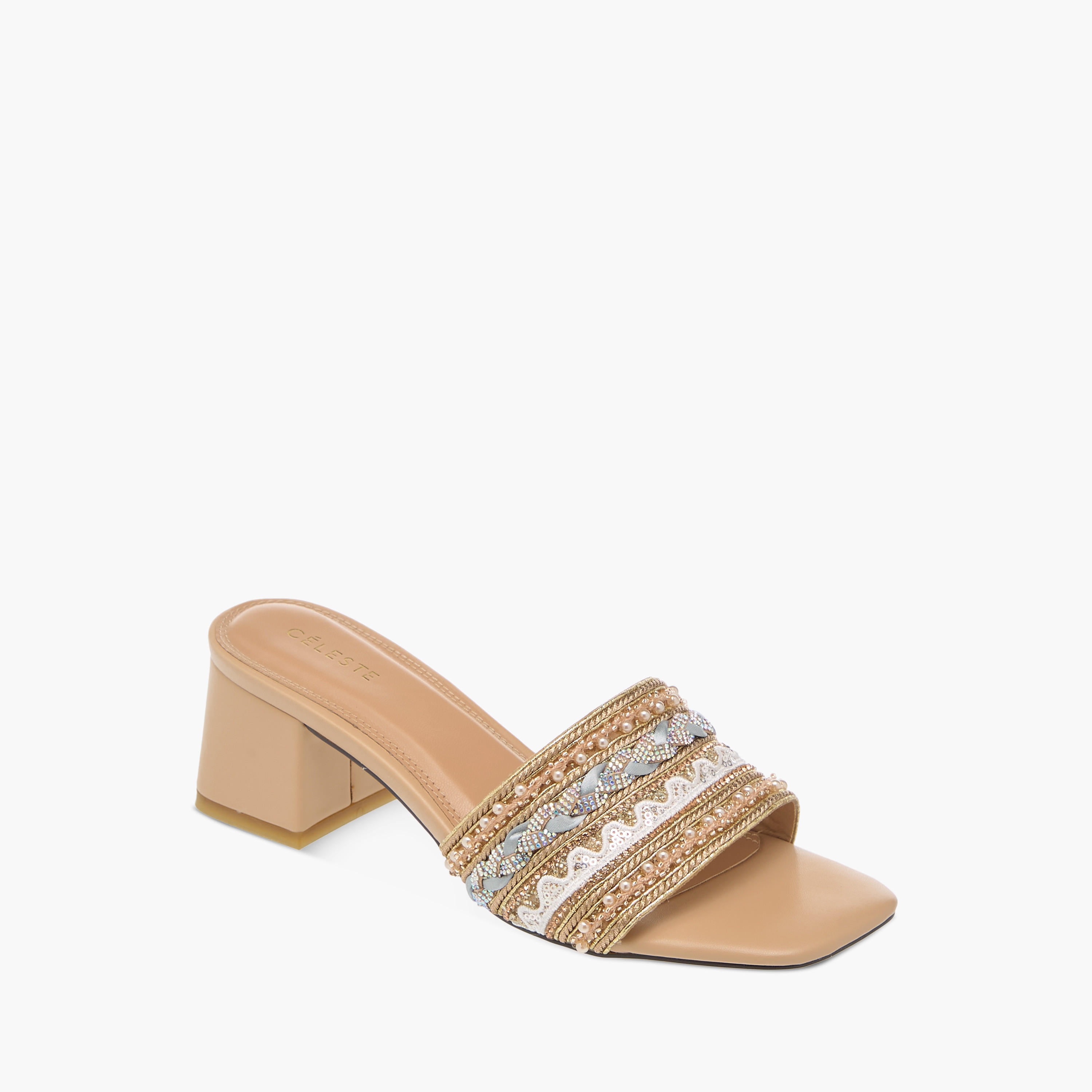 Celeste Women's Embellished Slip-On Sandals with Block Heels-women-shoes-sandals-heeled-image-2
