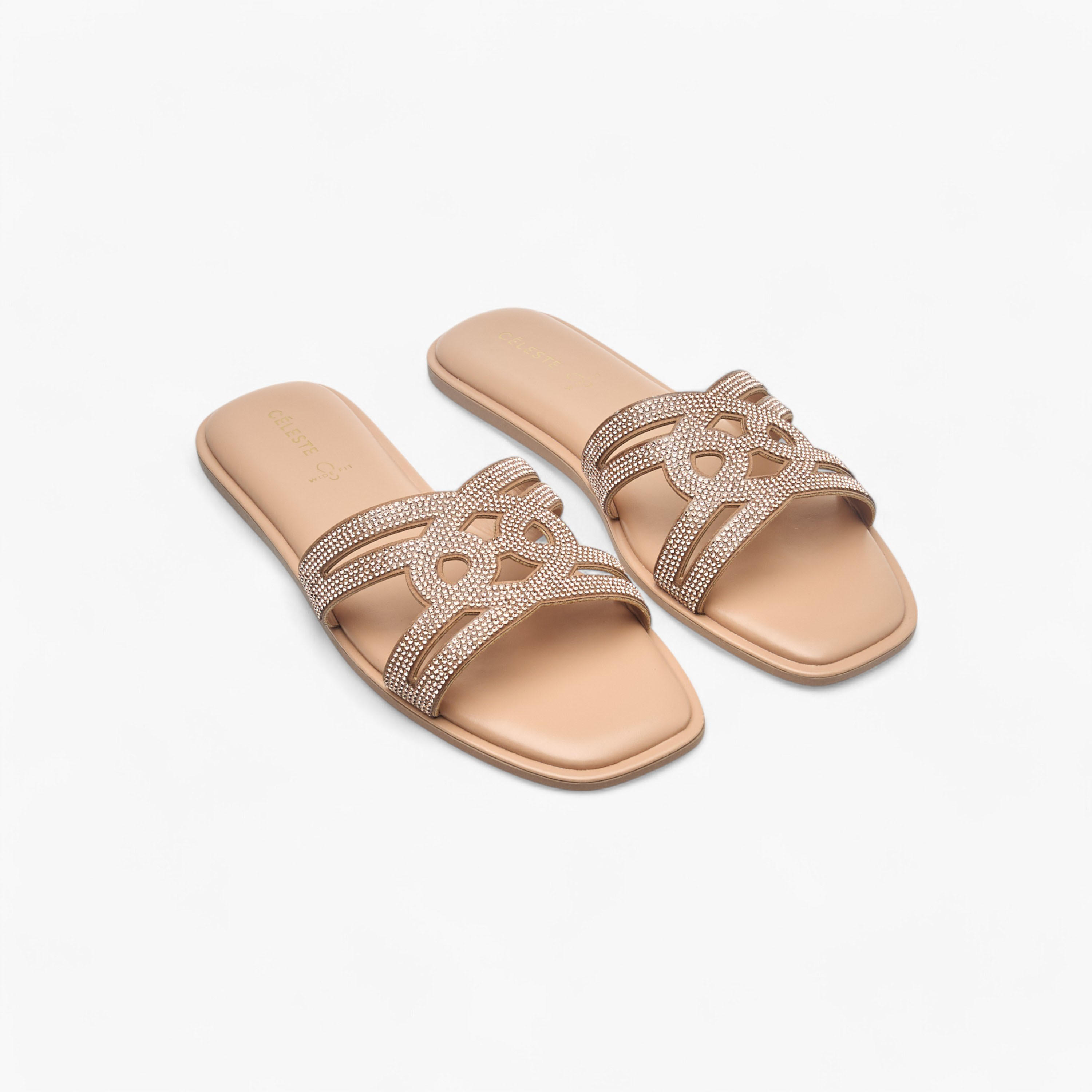 صندل مرصع سهل الارتداء بحزام للنساء من سيليست-women-shoes-flats-sandals-image-1