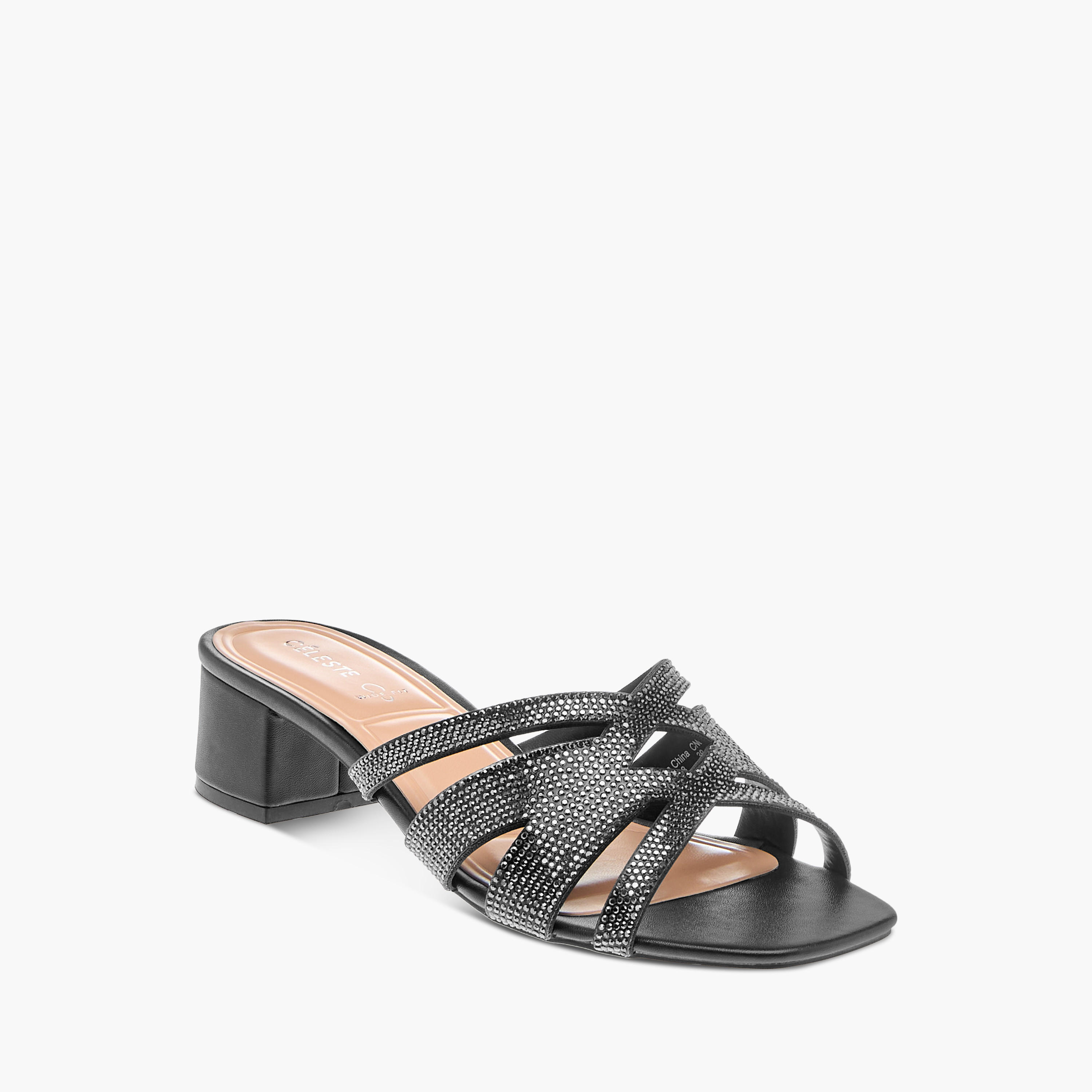 Celeste Women's Embellished Slip-On Sandals with Block Heels-women-shoes-sandals-heeled-image-2
