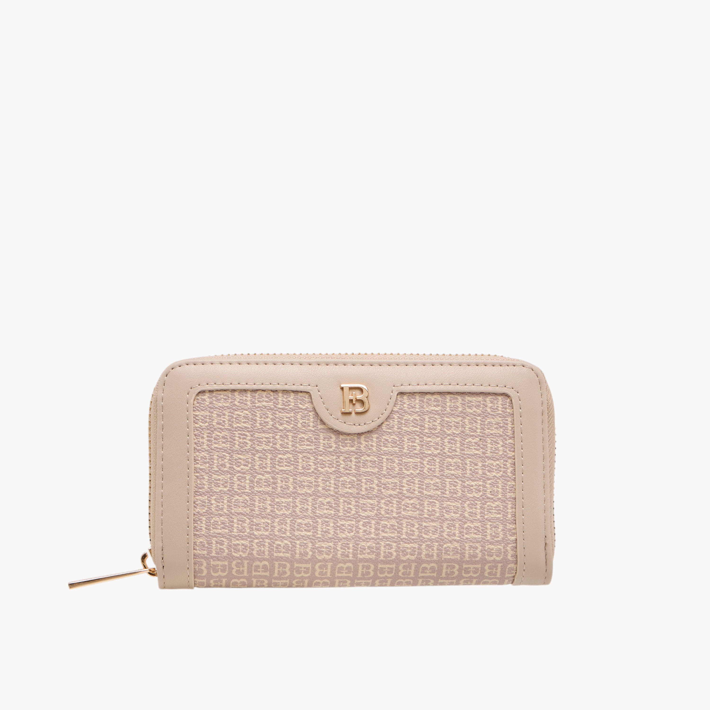 Flora Bella Monogram Print Wallet with Zip Closure-women-bagsandwallets-wallets-image-1
