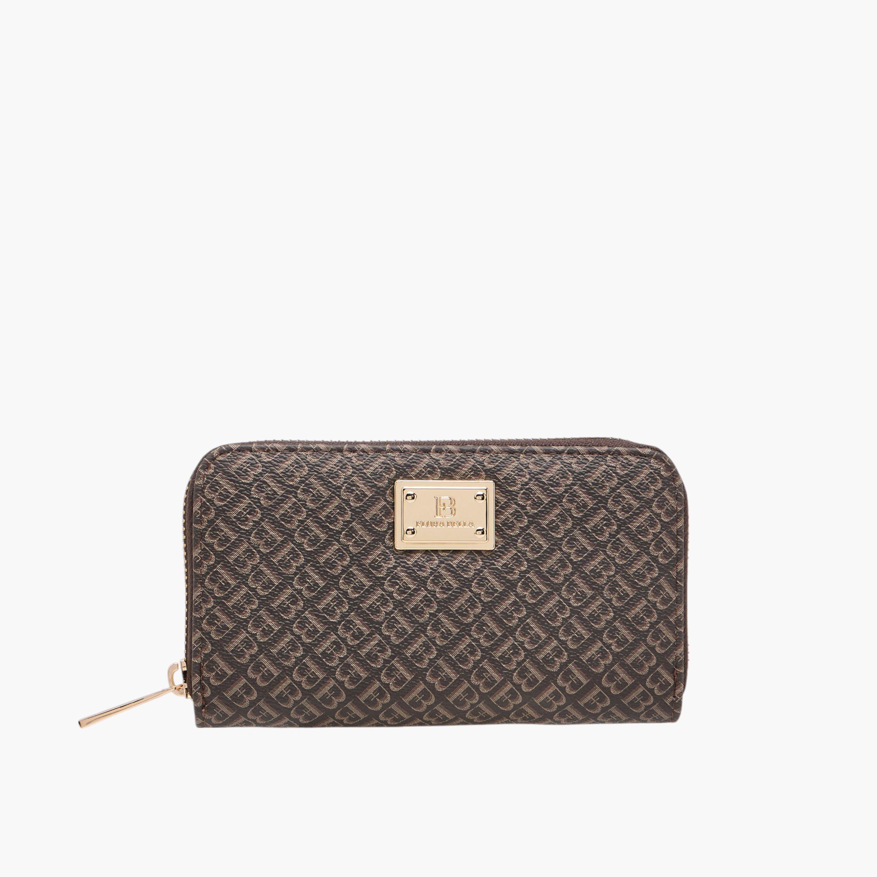 Flora Bella Monogram Print Wallet with Zip Closure-women-bagsandwallets-wallets-image-1
