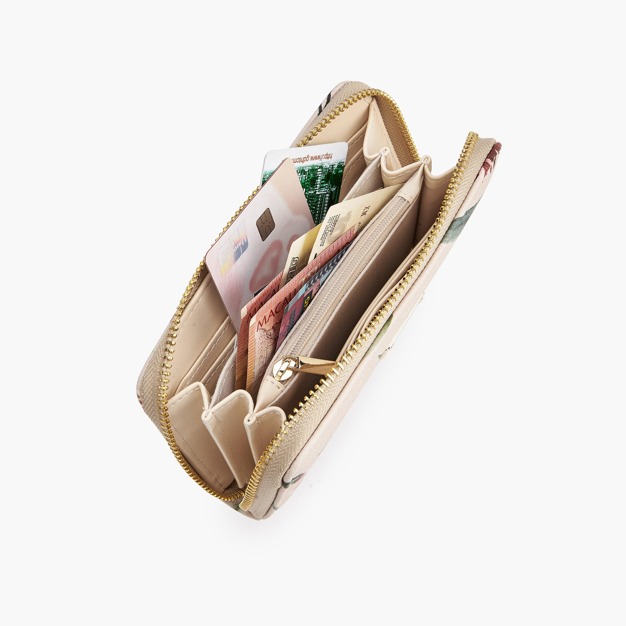 محفظة بنقشة زهور وبسحاب دائري من فلورا بيلا-women-bagsandwallets-wallets-image-1