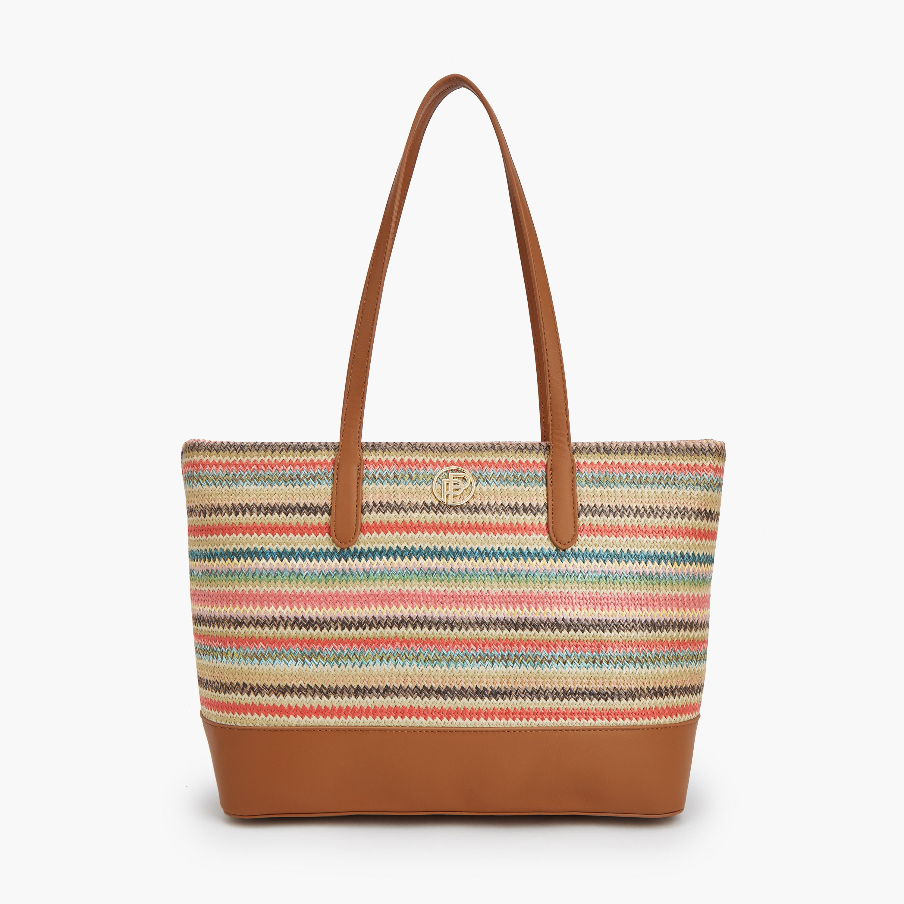Peppermint Striped Tote Bag with Zip Closure-women-bagsandwallets-handbags-image-1