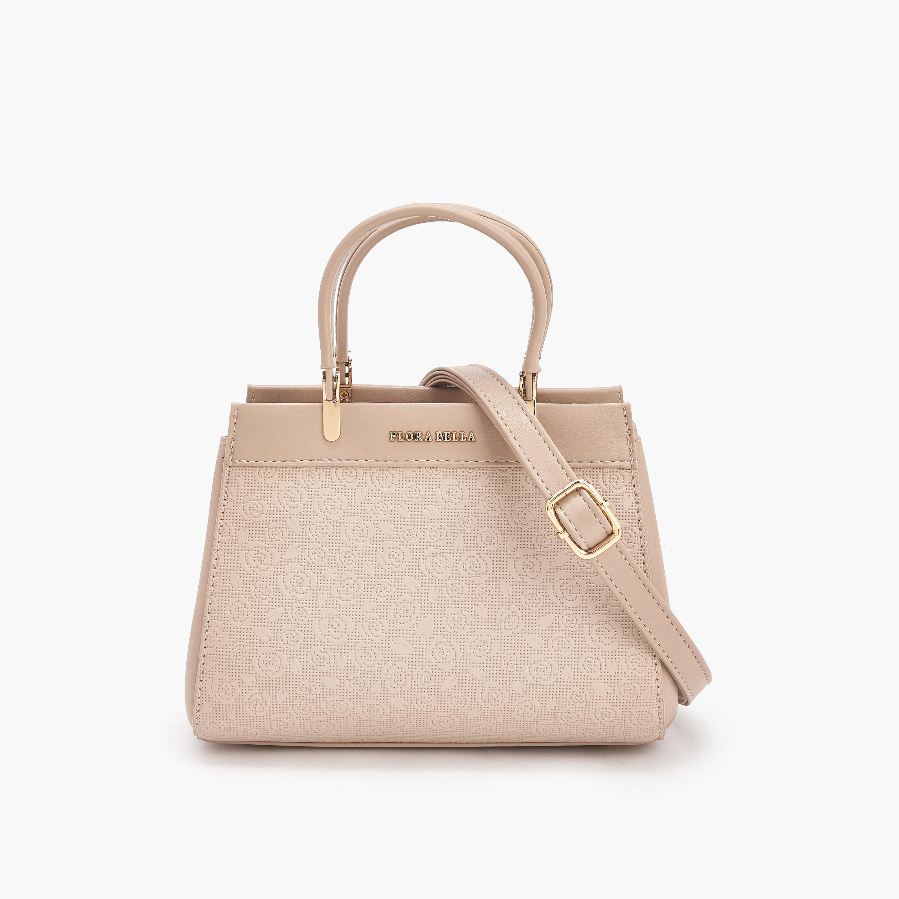Flora Bella Logo Embossed Tote Bag with Detachable Strap-women-bagsandwallets-handbags-image-1