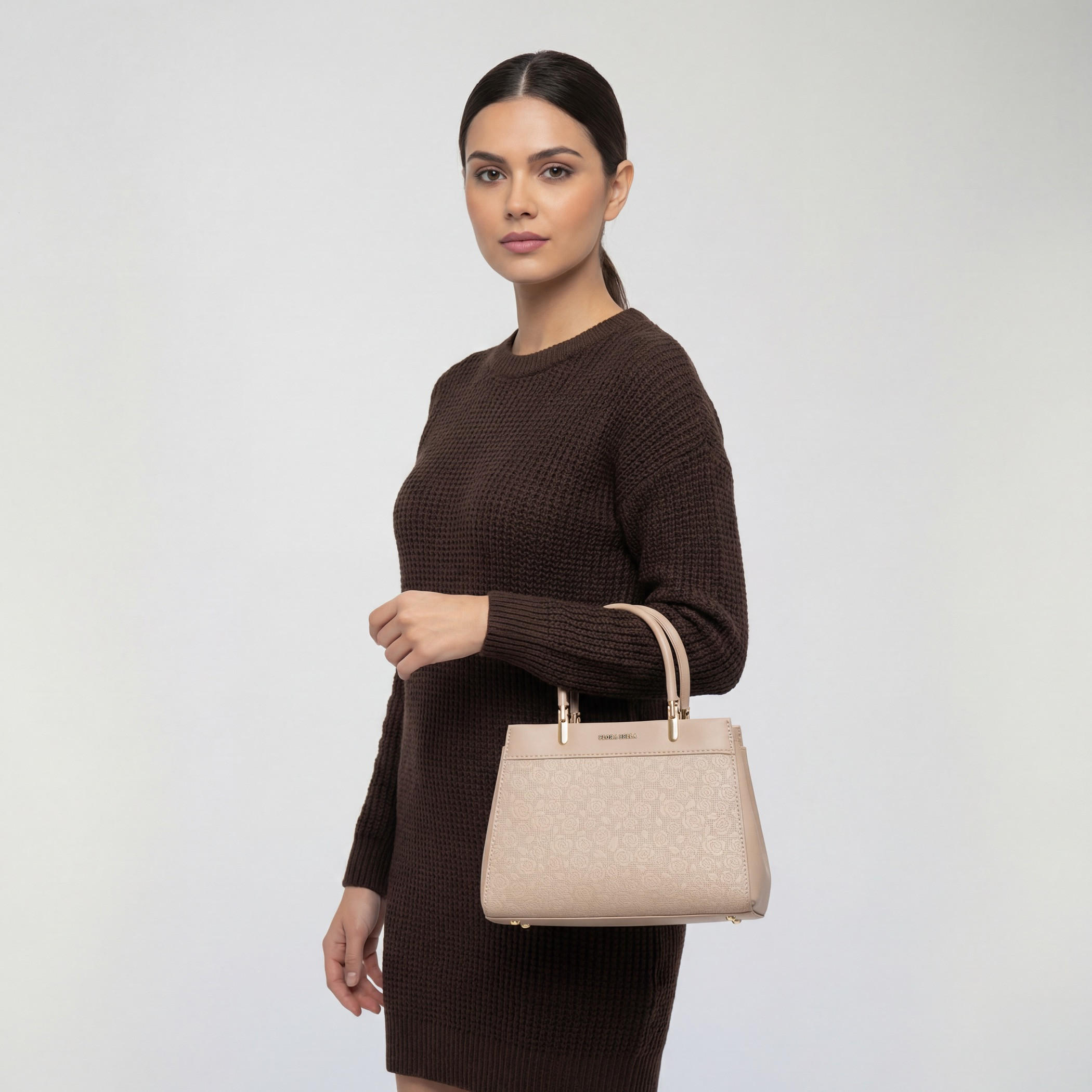 Flora Bella Logo Embossed Tote Bag with Detachable Strap-women-bagsandwallets-handbags-image-2