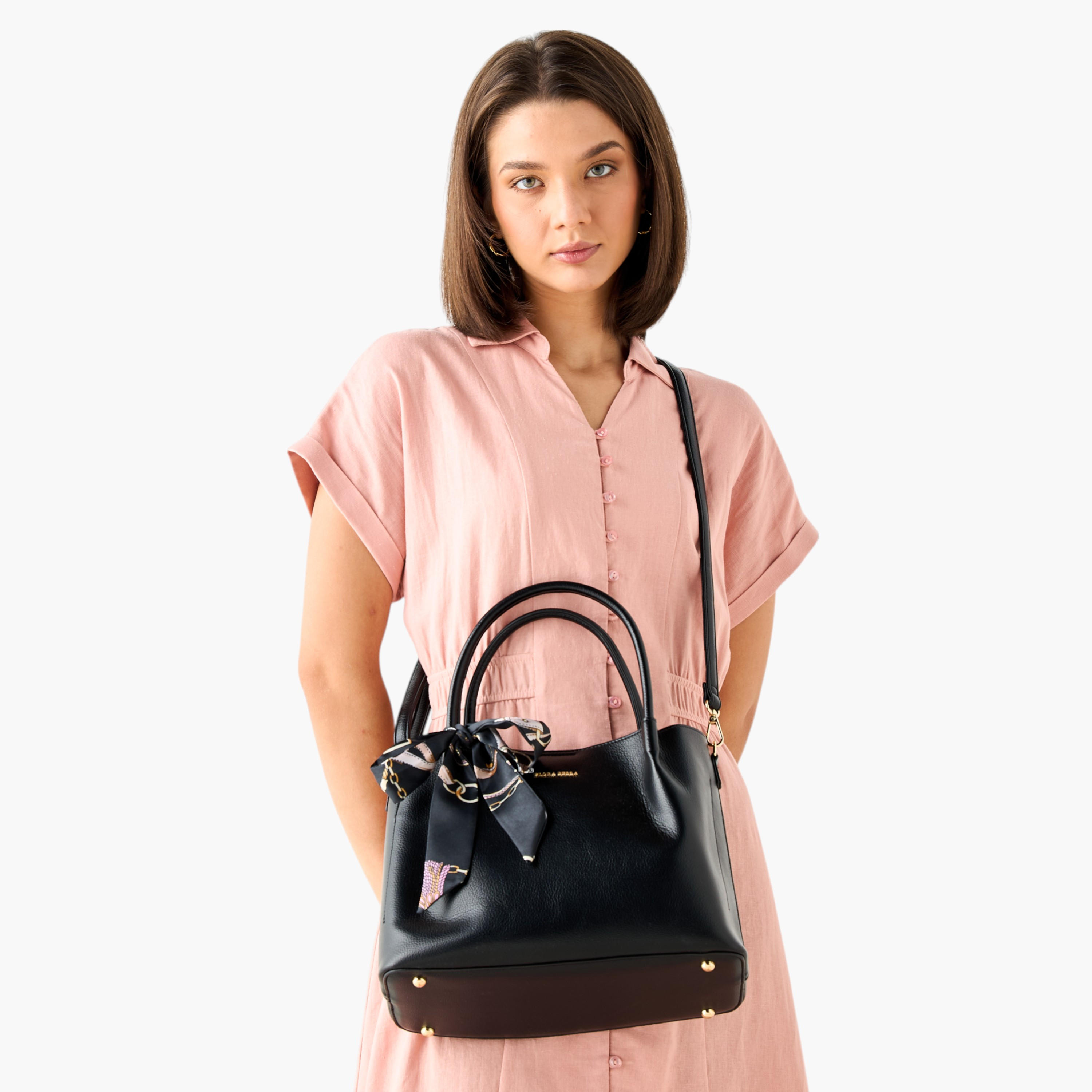 Flora Bella Solid Tote Bag with Scarf Accent and Detachable Strap-women-bagsandwallets-handbags-image-3